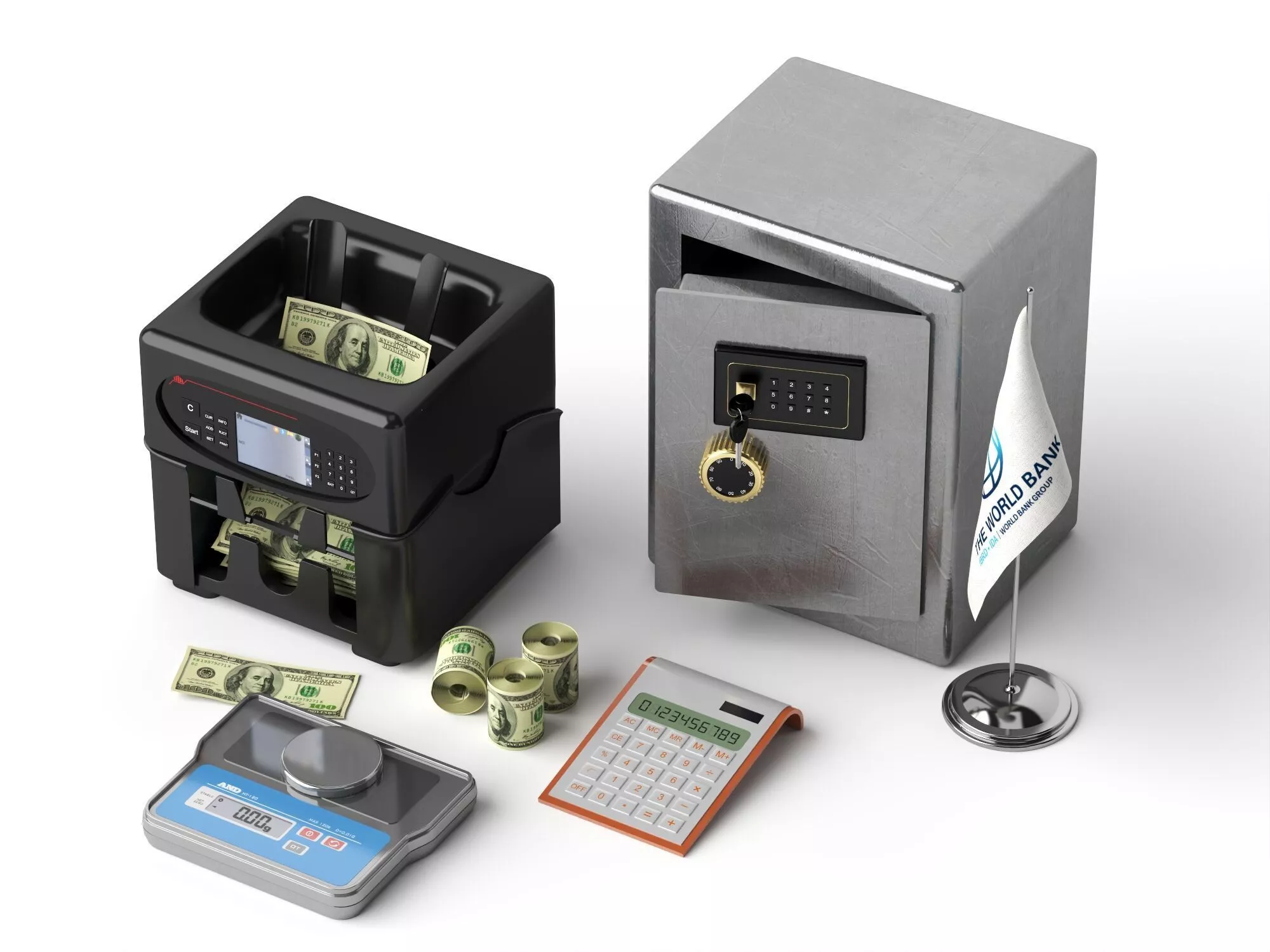 Bank Safe Money Counter Props Low-poly 3D model
