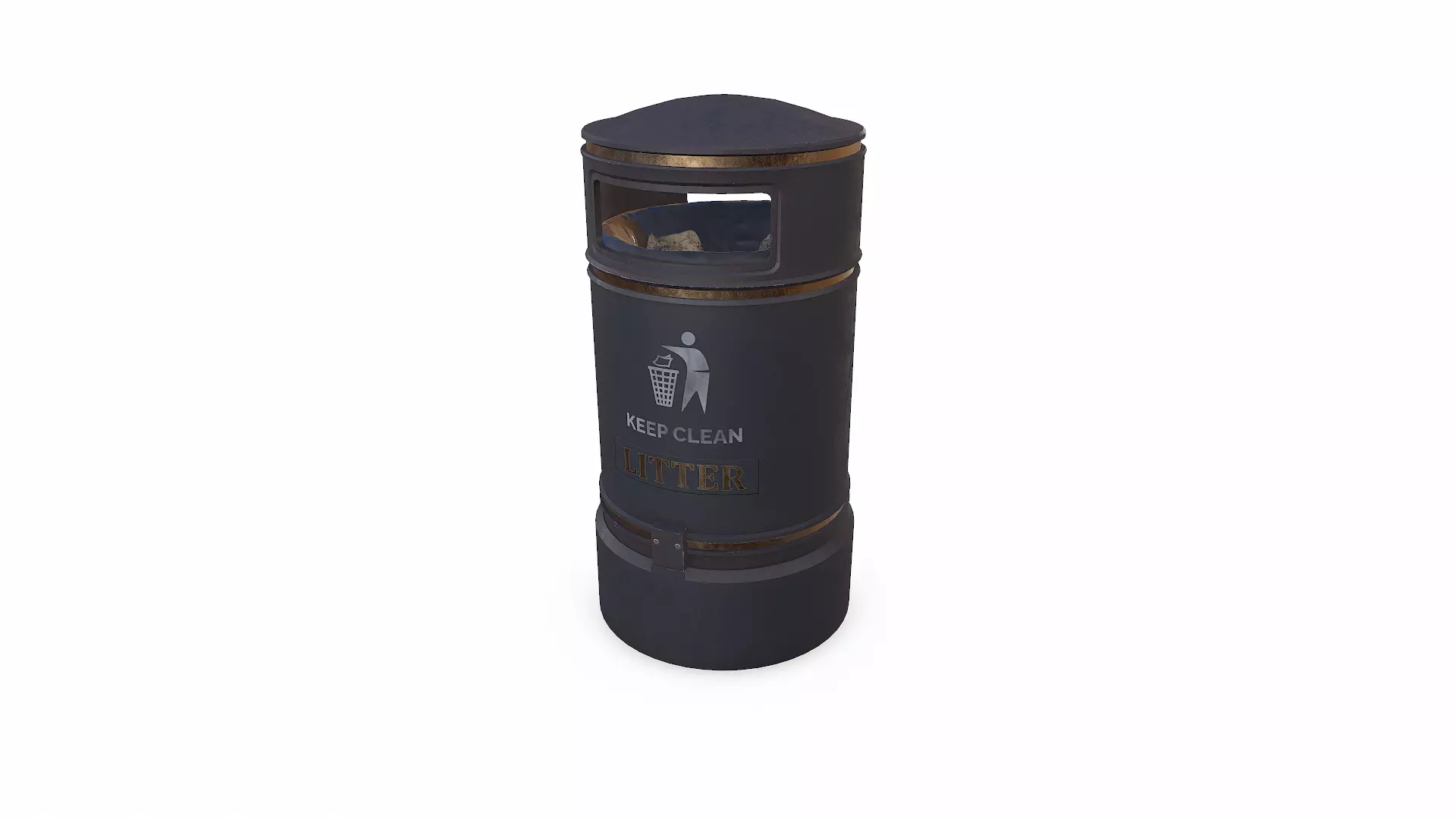 Street Litter Bin Trash Can Low-poly PBR Low-poly 3D model