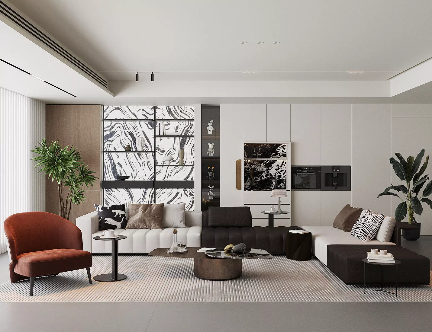 Italian style light luxury living room Modern Living Room 3D model