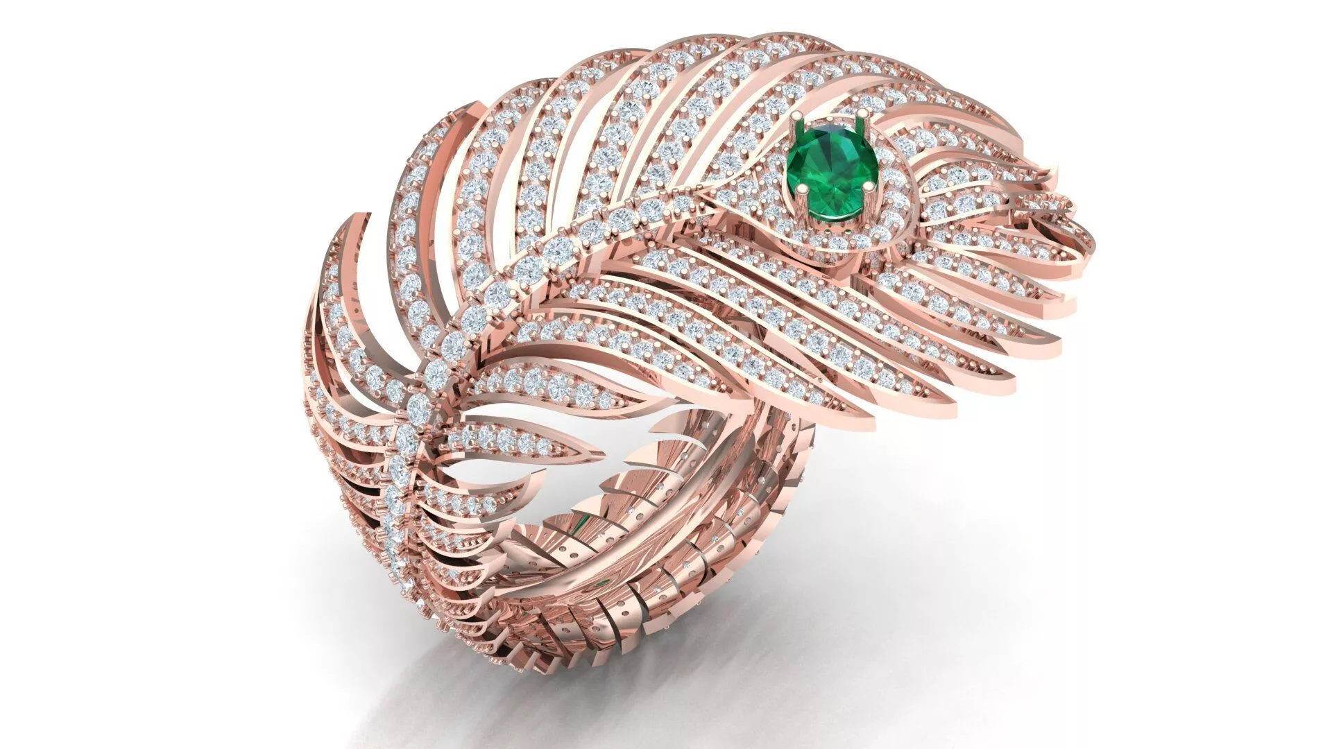 Emerald Diamond Rose Gold Ring 3D Jewelry CAD Model 3D print model