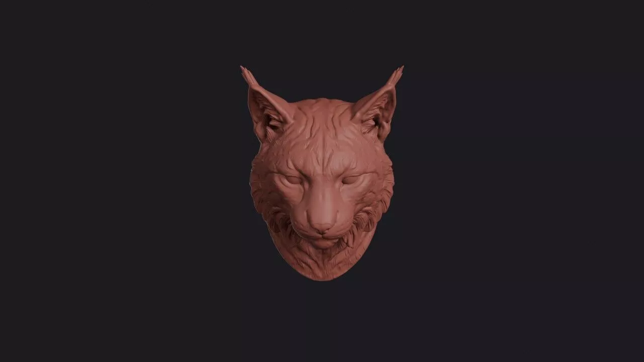 Eurasian Lynx Head 3D print model