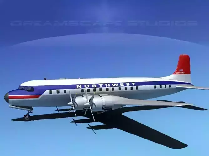 Douglas DC-7C Northwest Airlines 3D model