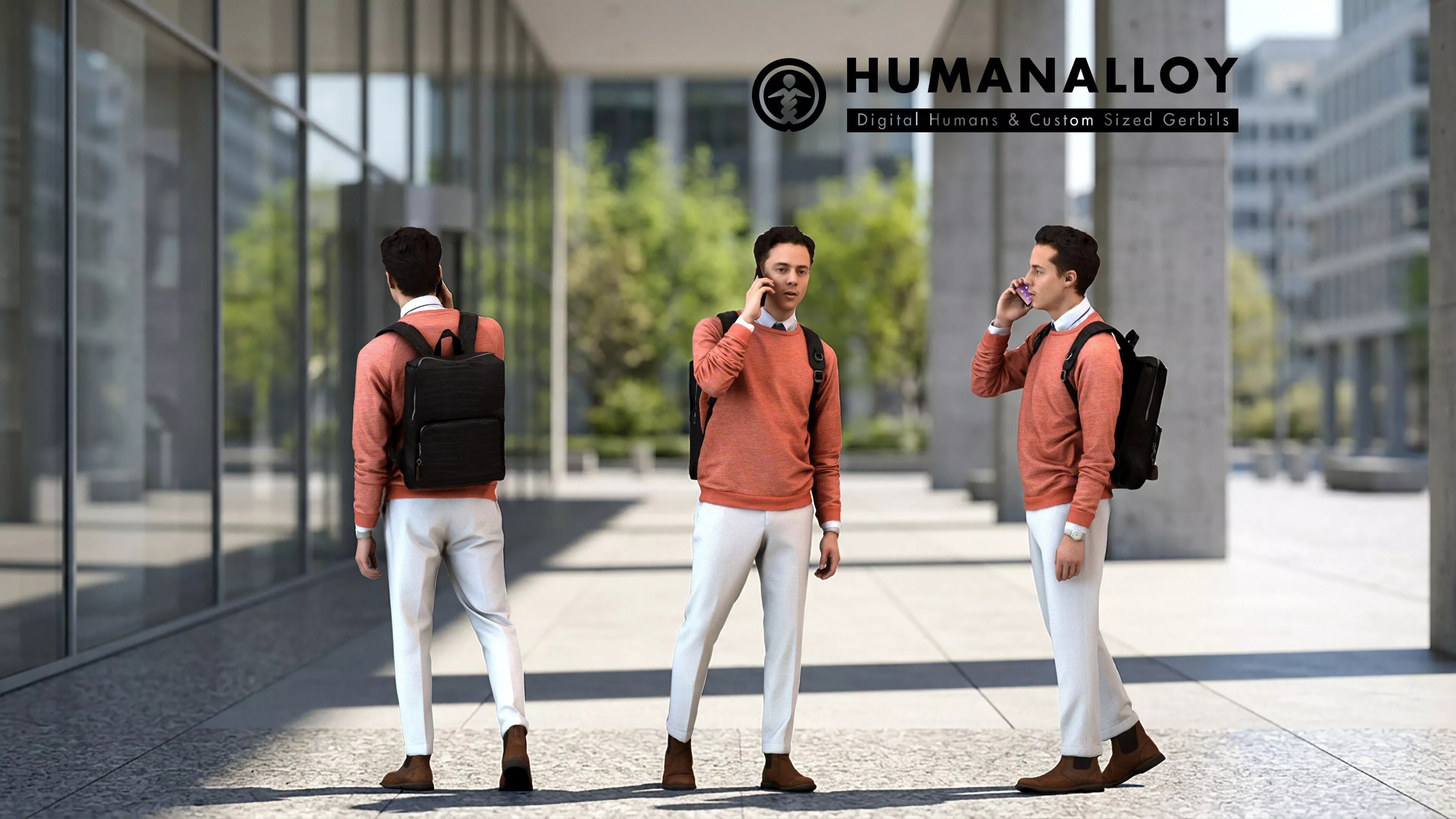 Adult Caucasian man walking while calling 3D model