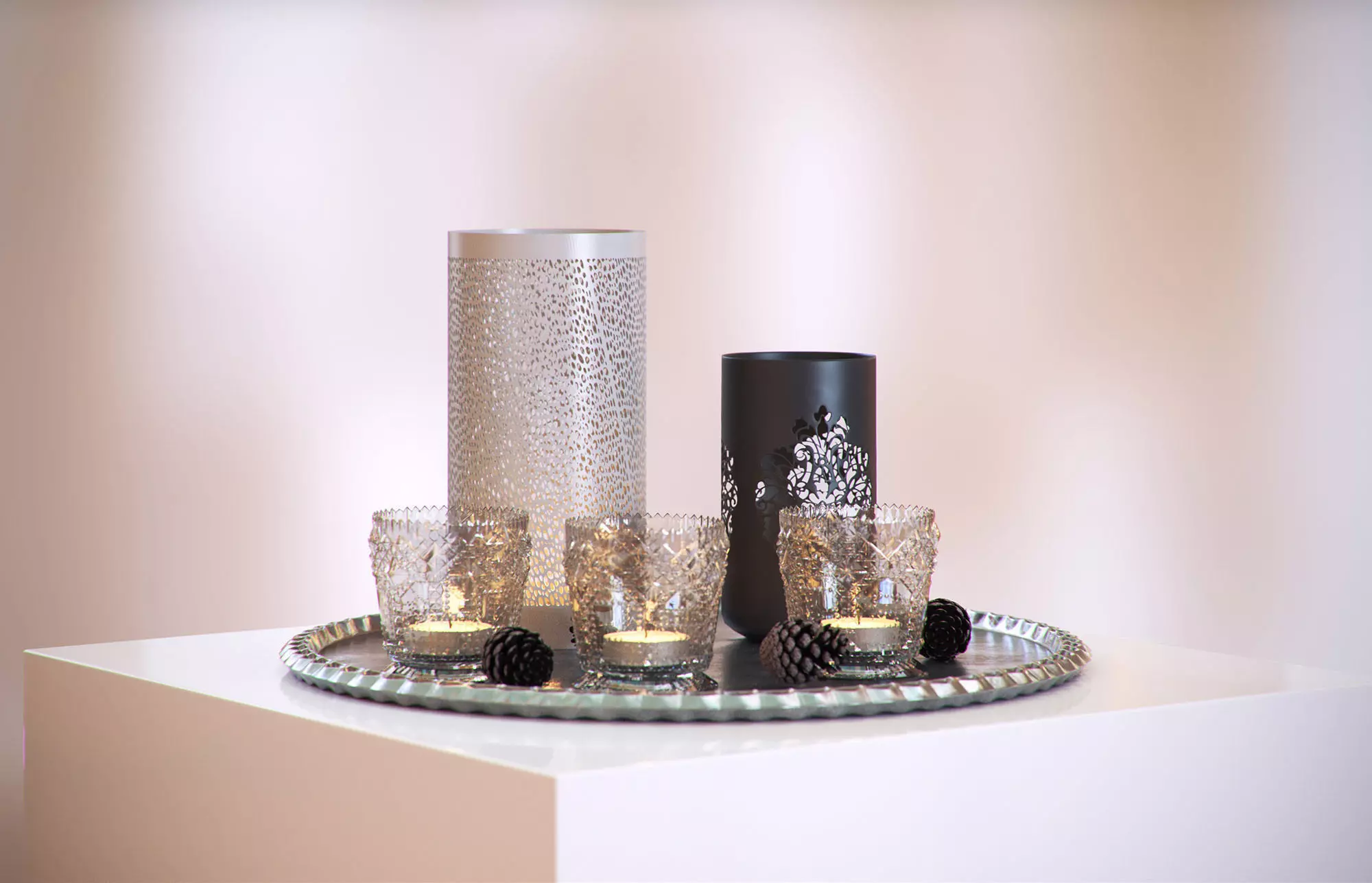 Decor vase with candle HG2 3D model_0