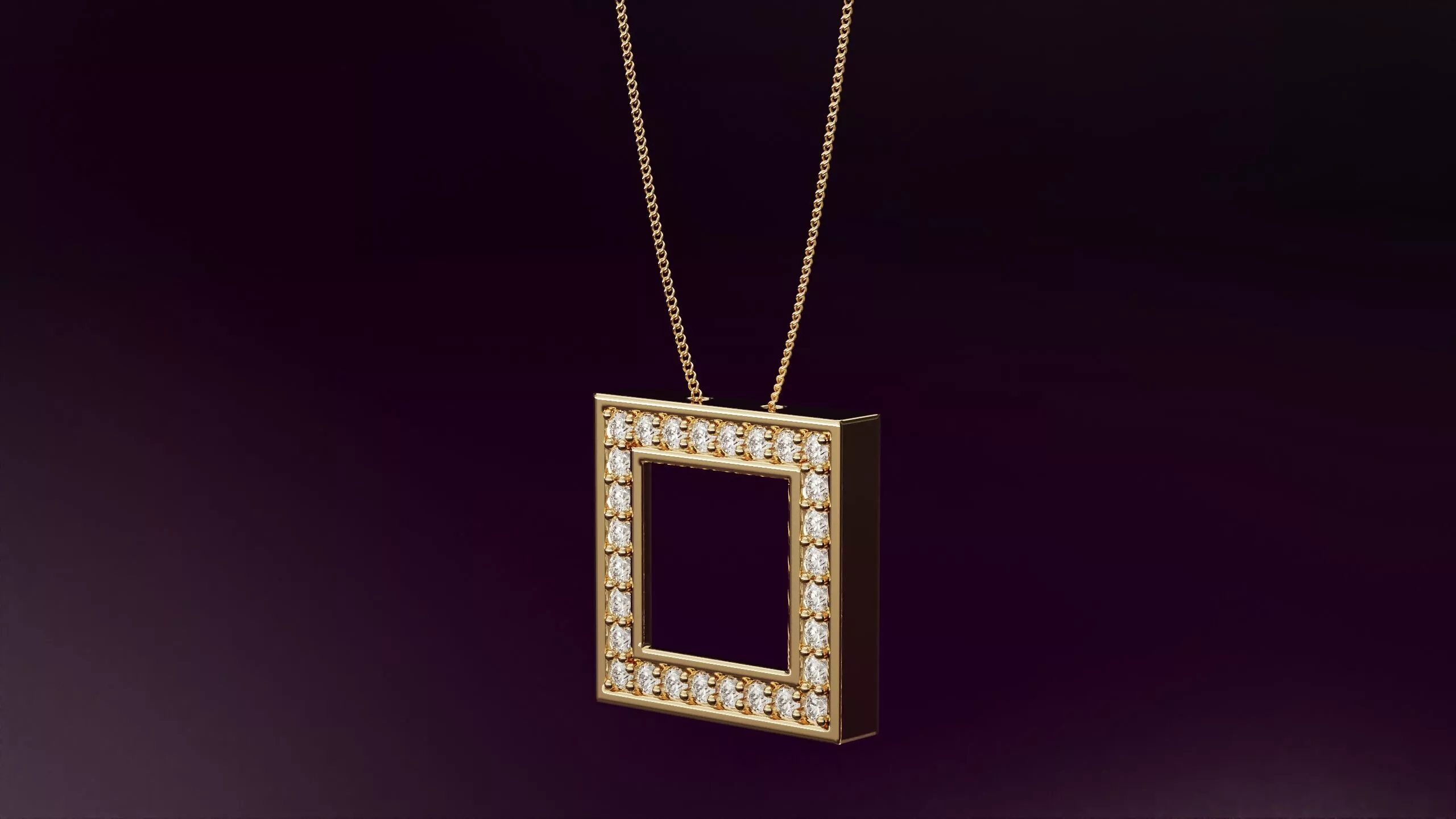 Square pendant with round diamonds 10mm 3D print model
