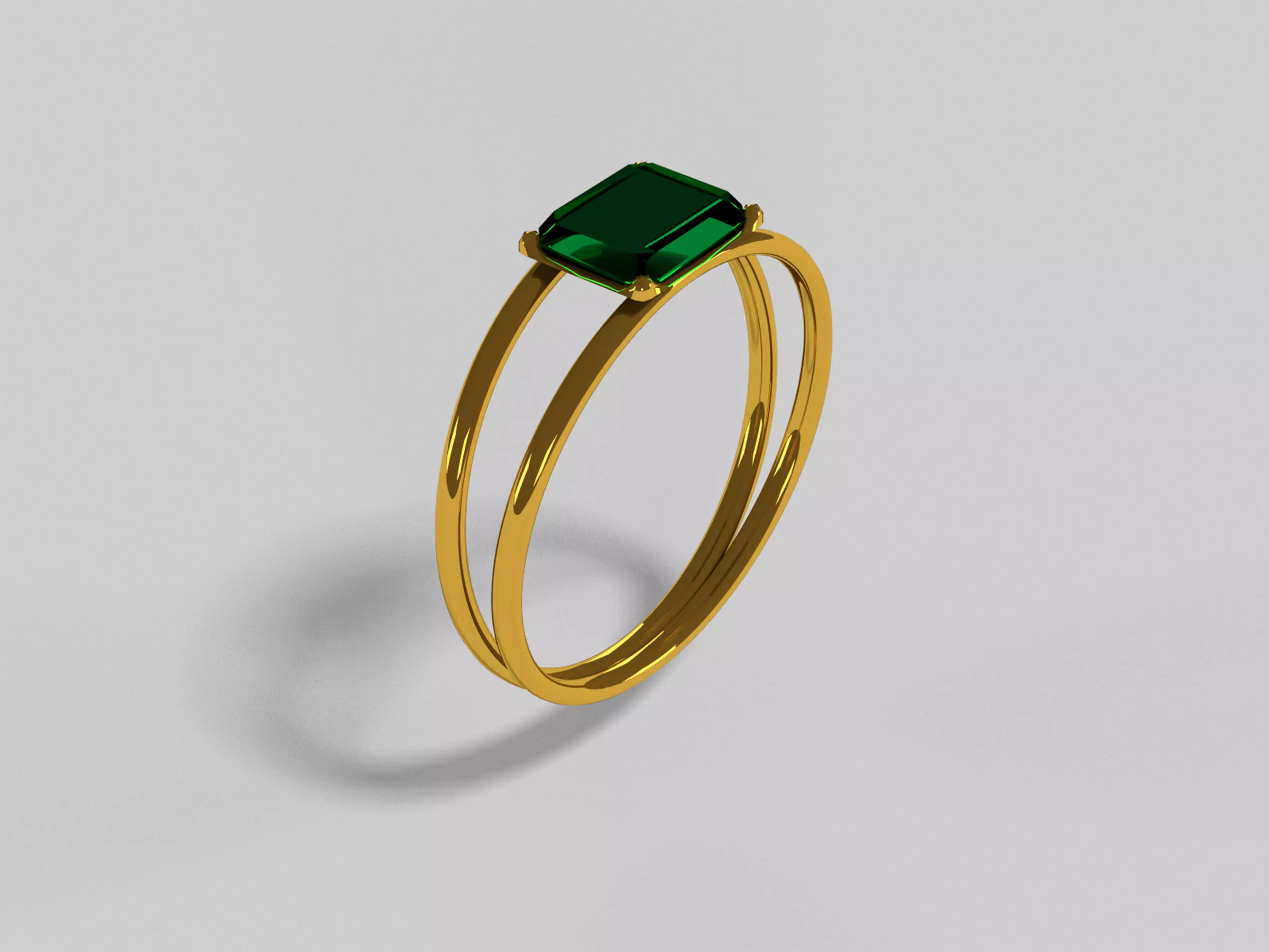 Emerald Goldern Ring 3D print model_0