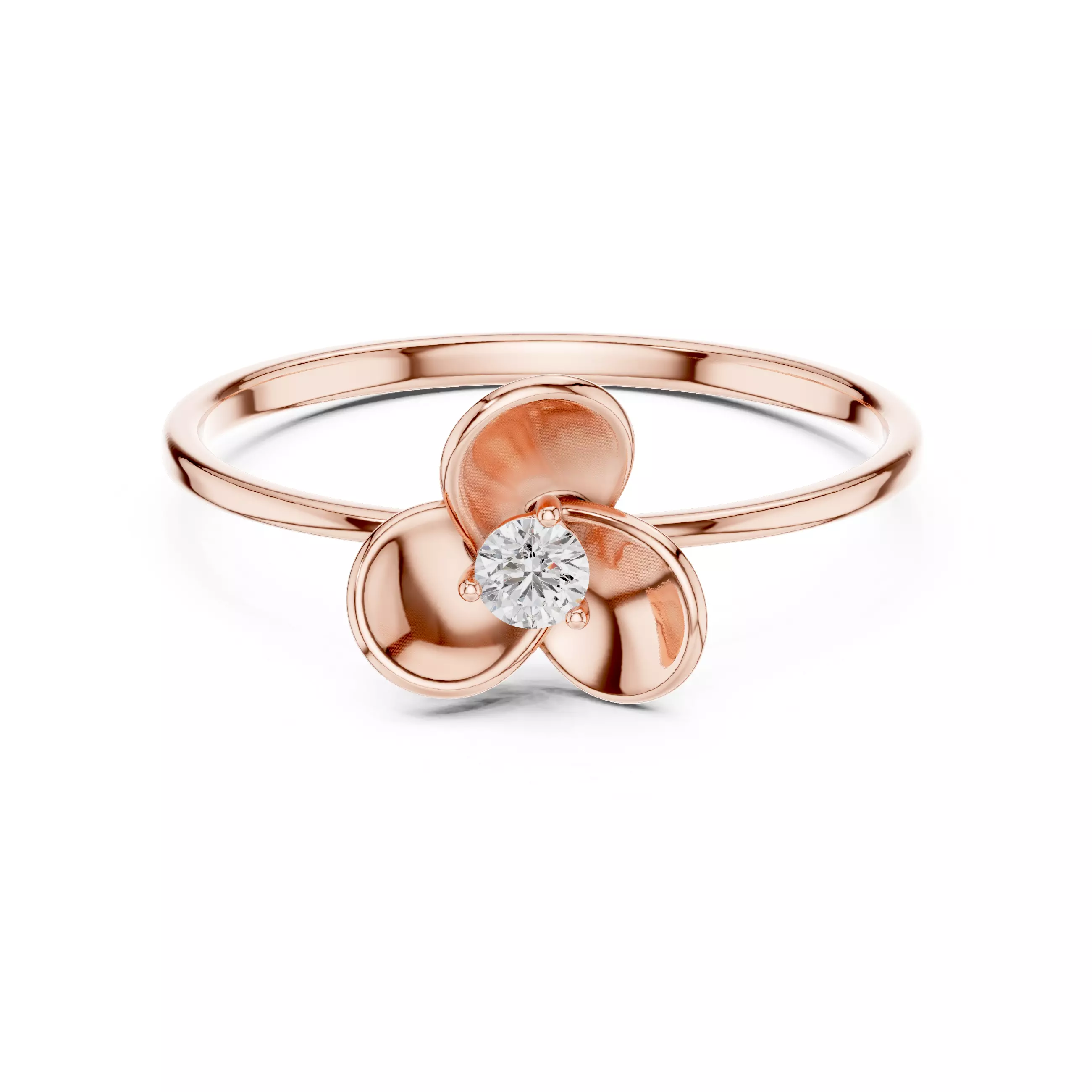 Sculpted Flower Diamond Solitaire Ring 3D print model