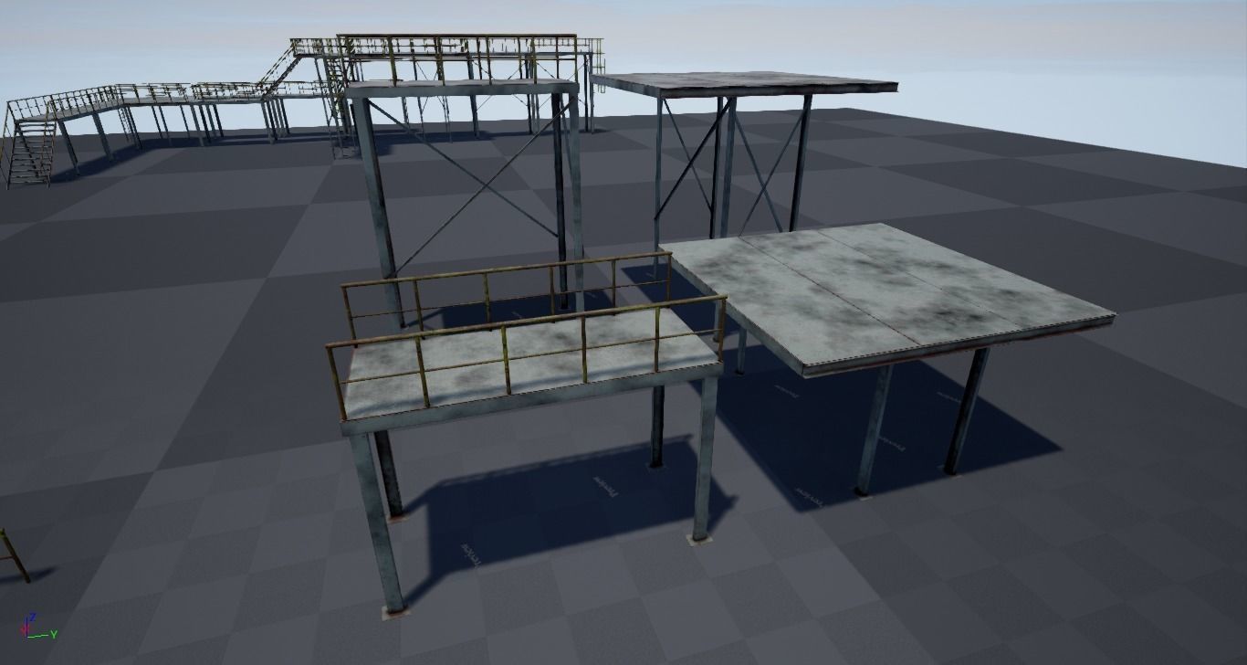 Modular industrial platform PBR Low-poly 3D model_6