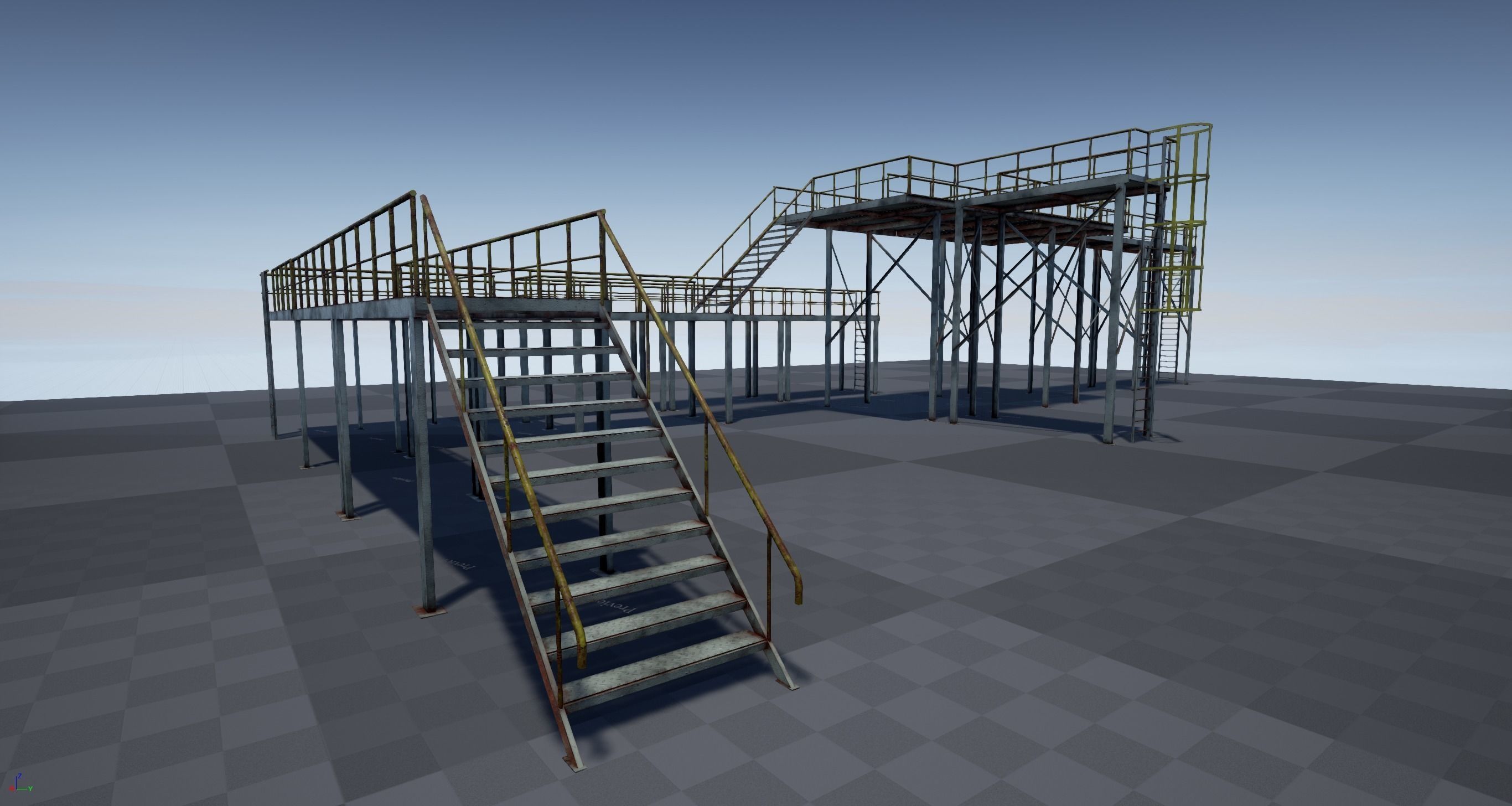 Modular industrial platform PBR Low-poly 3D model_0