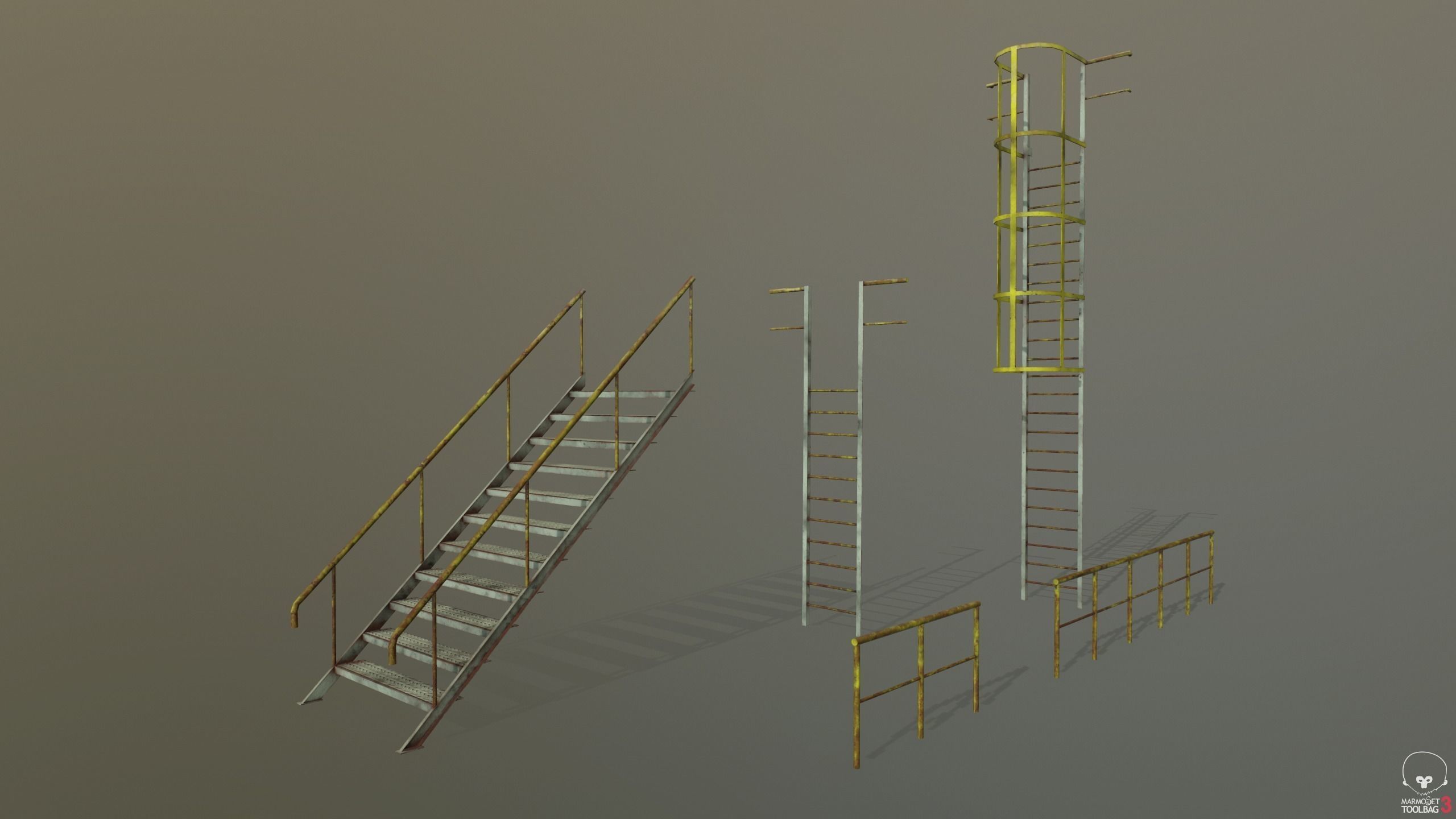 Modular industrial platform PBR Low-poly 3D model_10