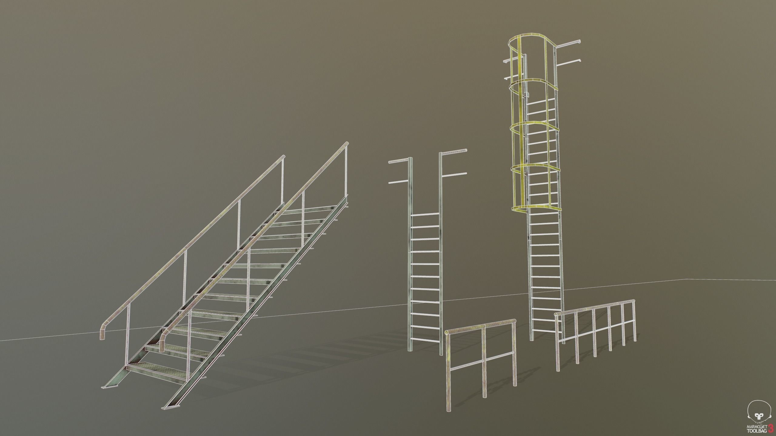 Modular industrial platform PBR Low-poly 3D model_11