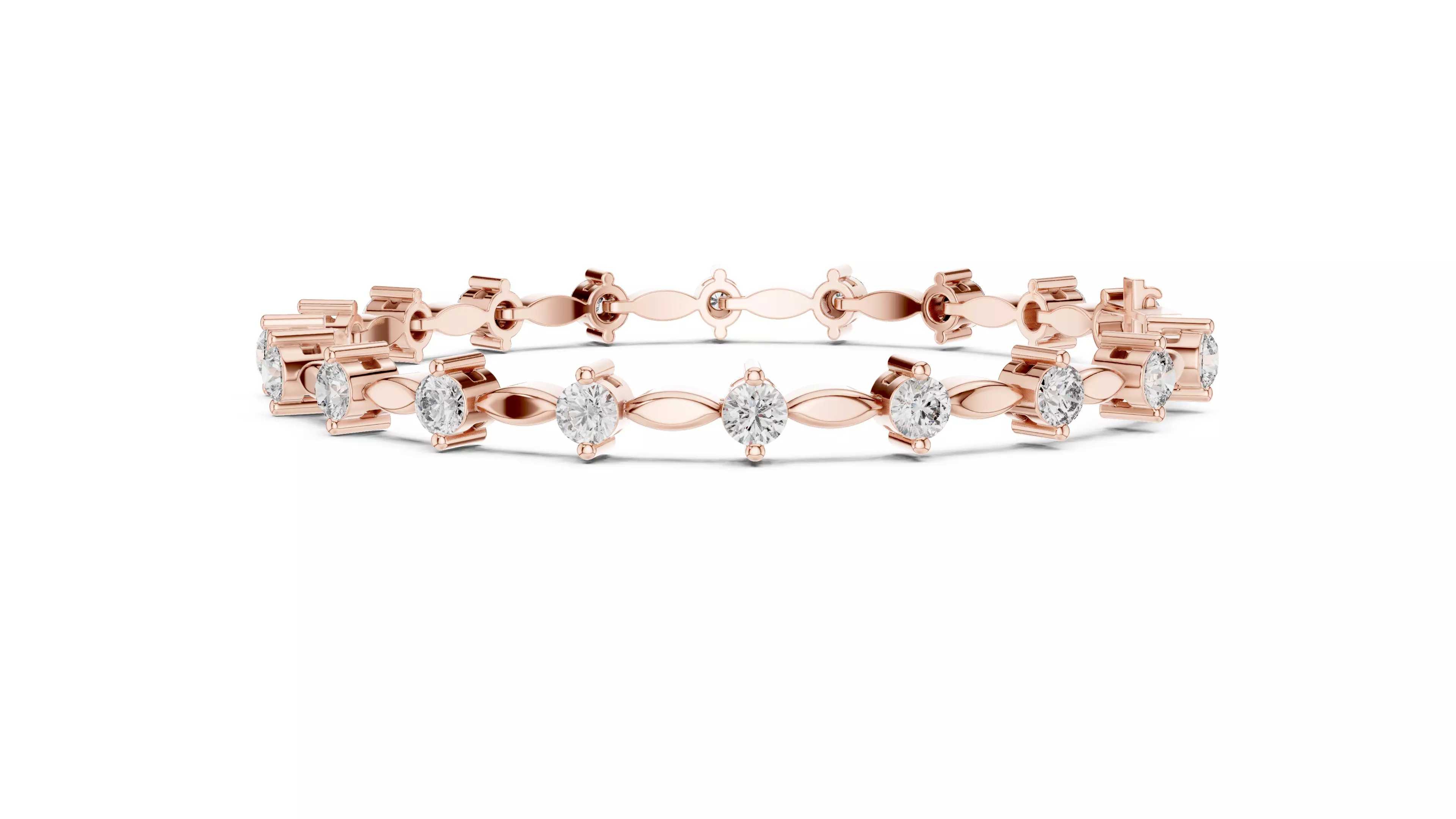 Round Diamond Twist Link Tennis Bracelet Free 3D print model