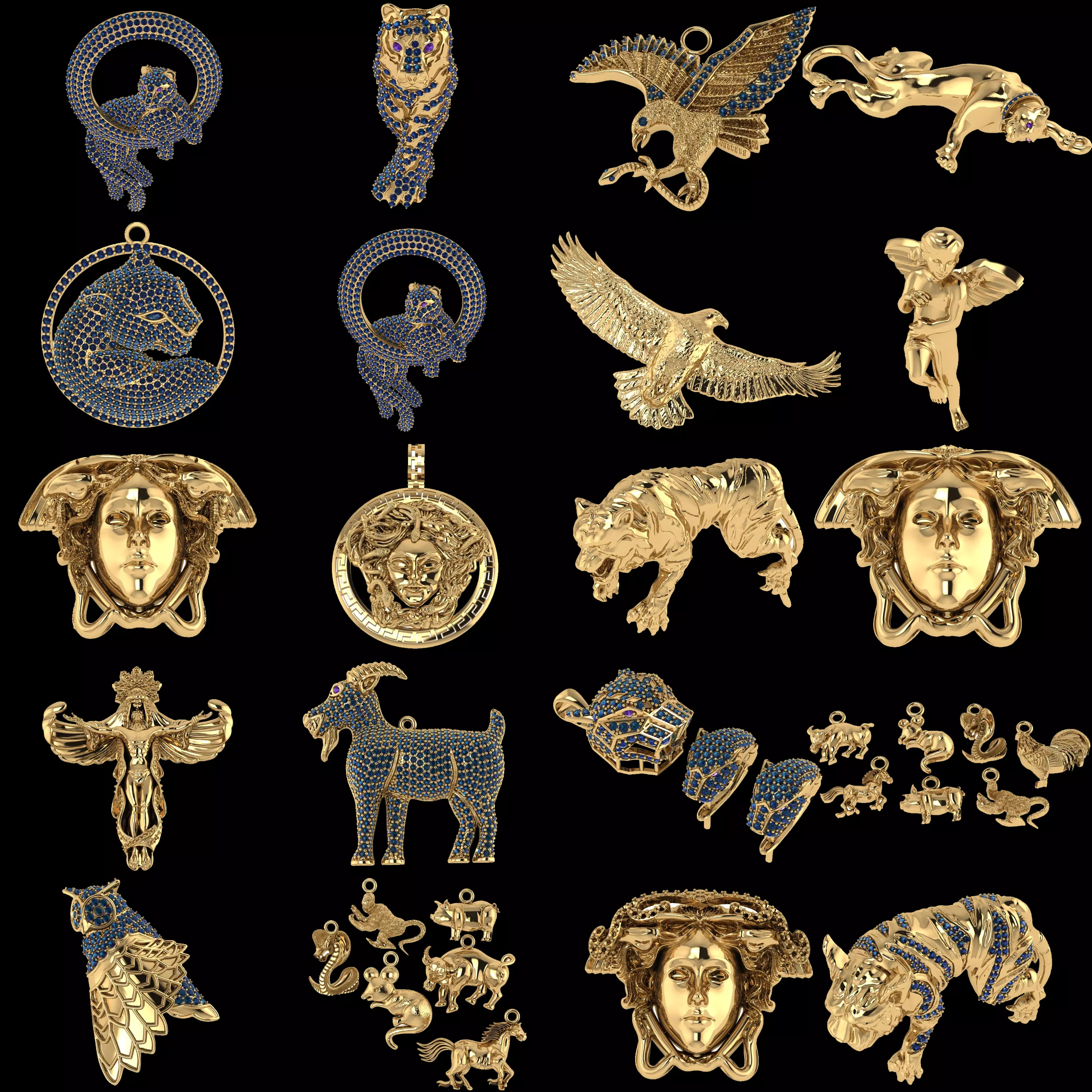 20 Luxury Animal and Mythical Jewellery CAD Design Collection 3D print model