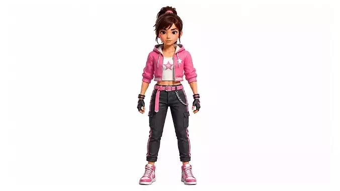 Stylized Female Character 3D Model Rigged Animated GameReady