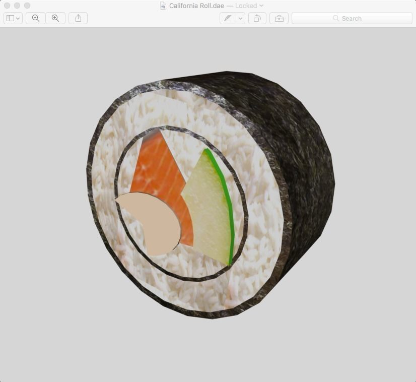 California Roll Sushi Low-poly 3D model_1