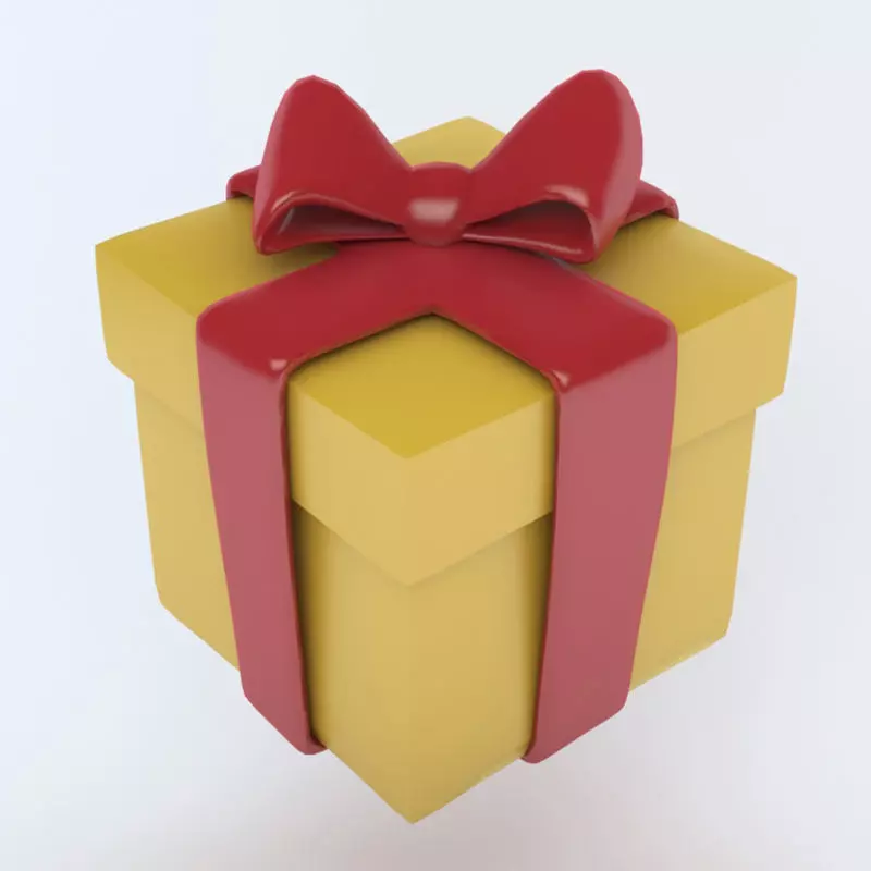 PRESENT gift box with ribbon Low-poly 3D model