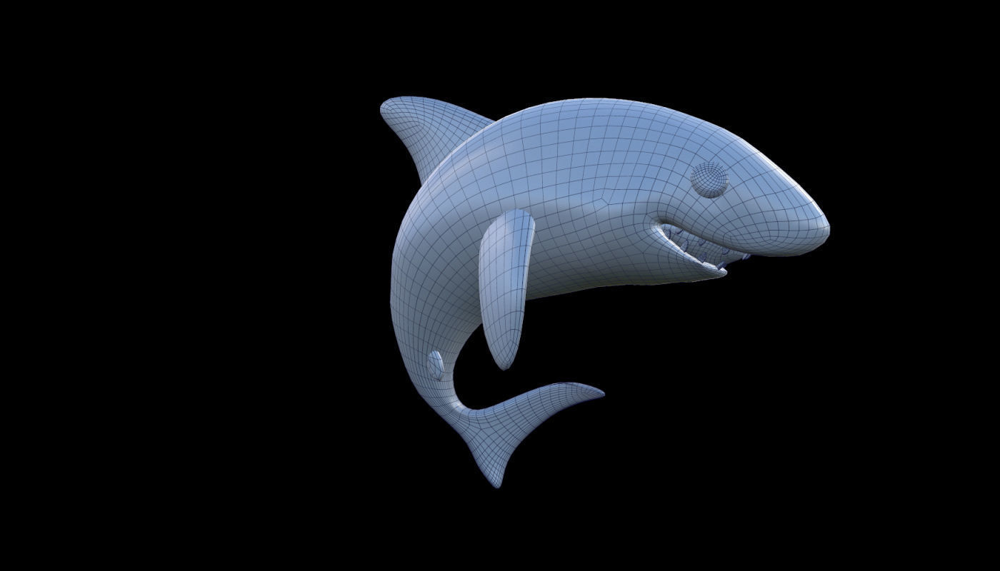 SHARK icon Low-poly 3D model_2