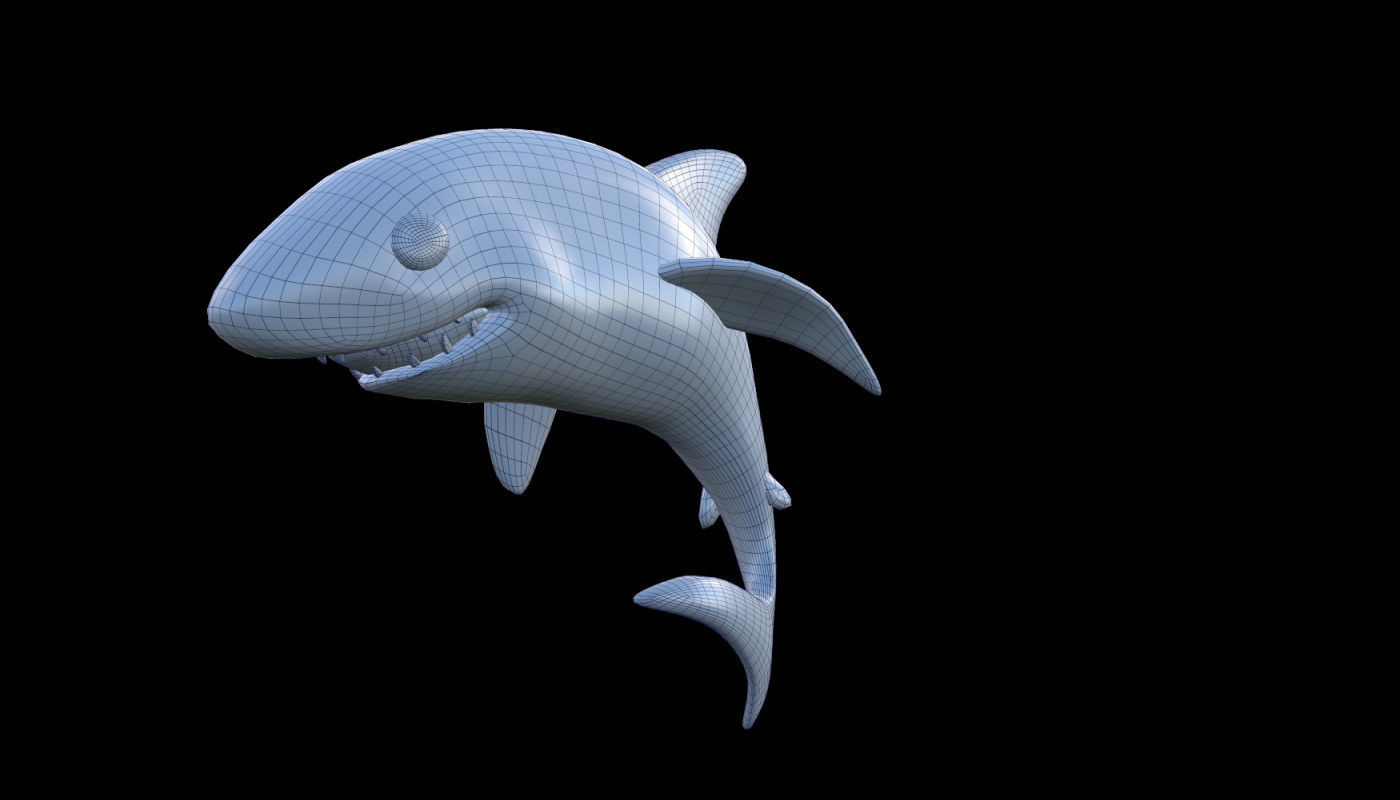 SHARK icon Low-poly 3D model_4