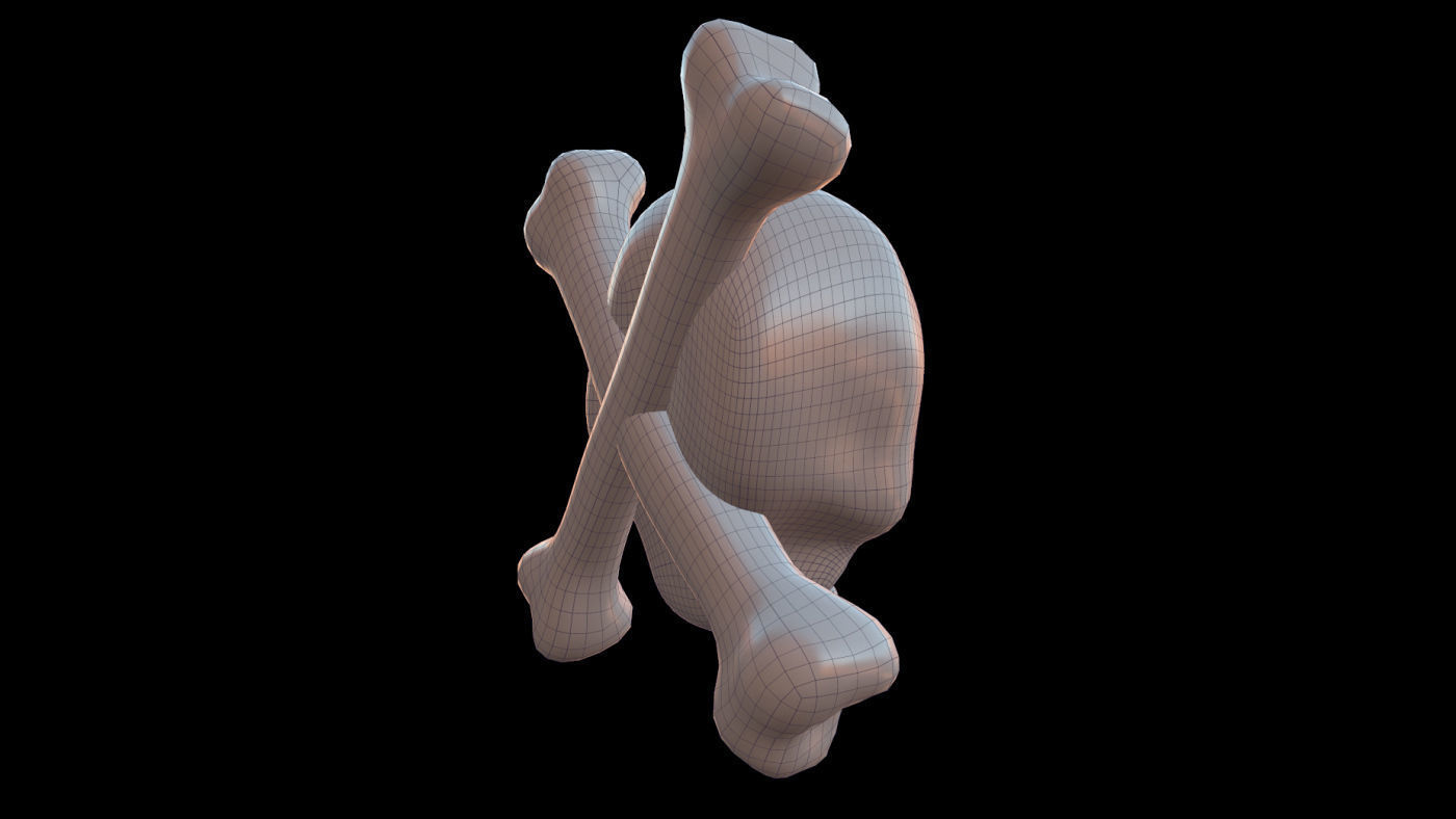 SKULL AND CROSSBONES icon Low-poly 3D model_6