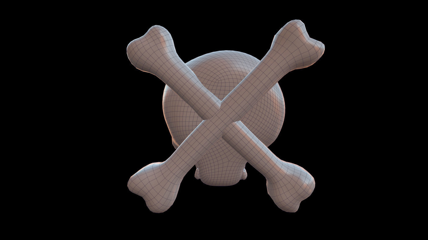 SKULL AND CROSSBONES icon Low-poly 3D model_5