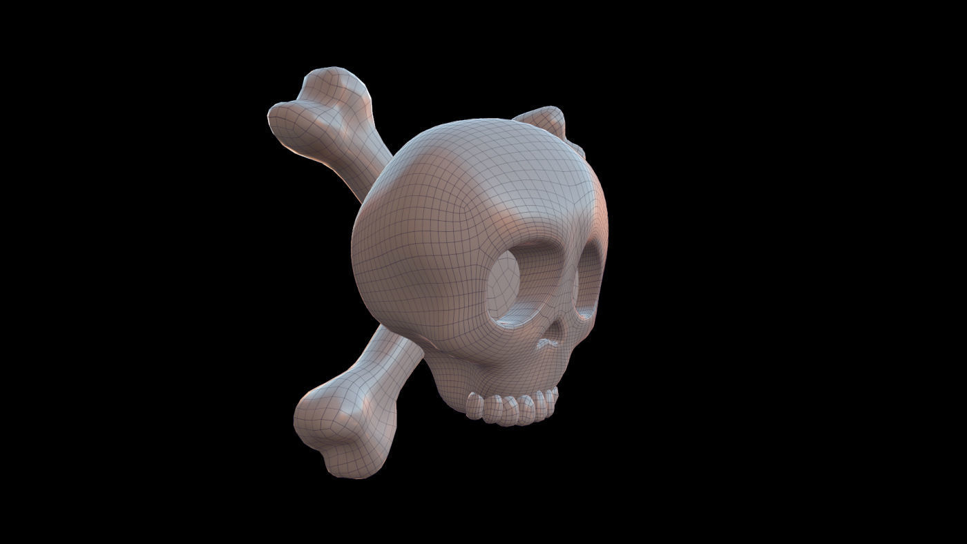 SKULL AND CROSSBONES icon Low-poly 3D model_3