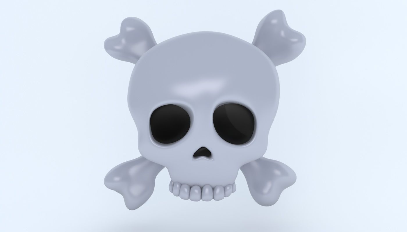 SKULL AND CROSSBONES icon Low-poly 3D model_1