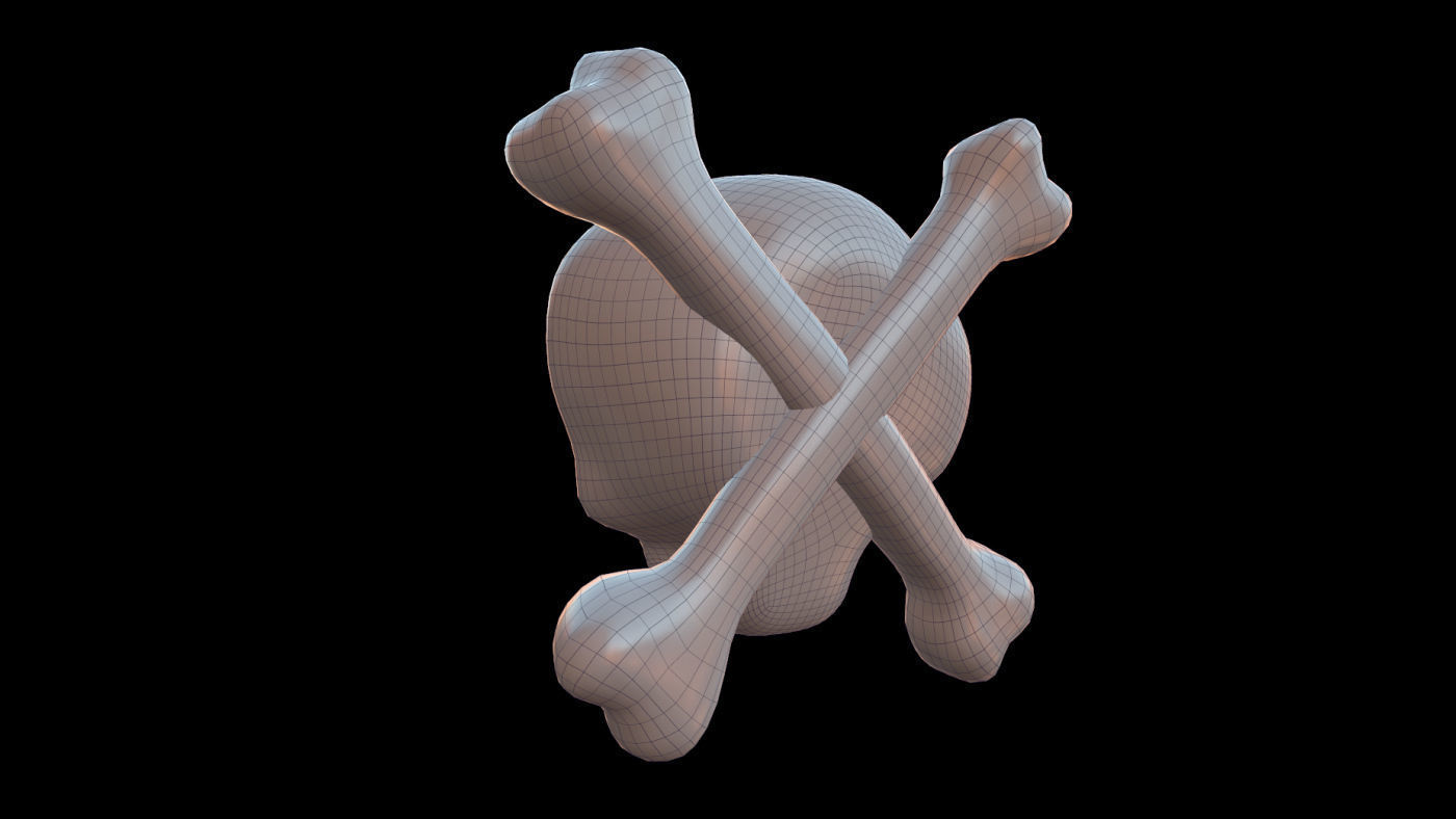 SKULL AND CROSSBONES icon Low-poly 3D model_2