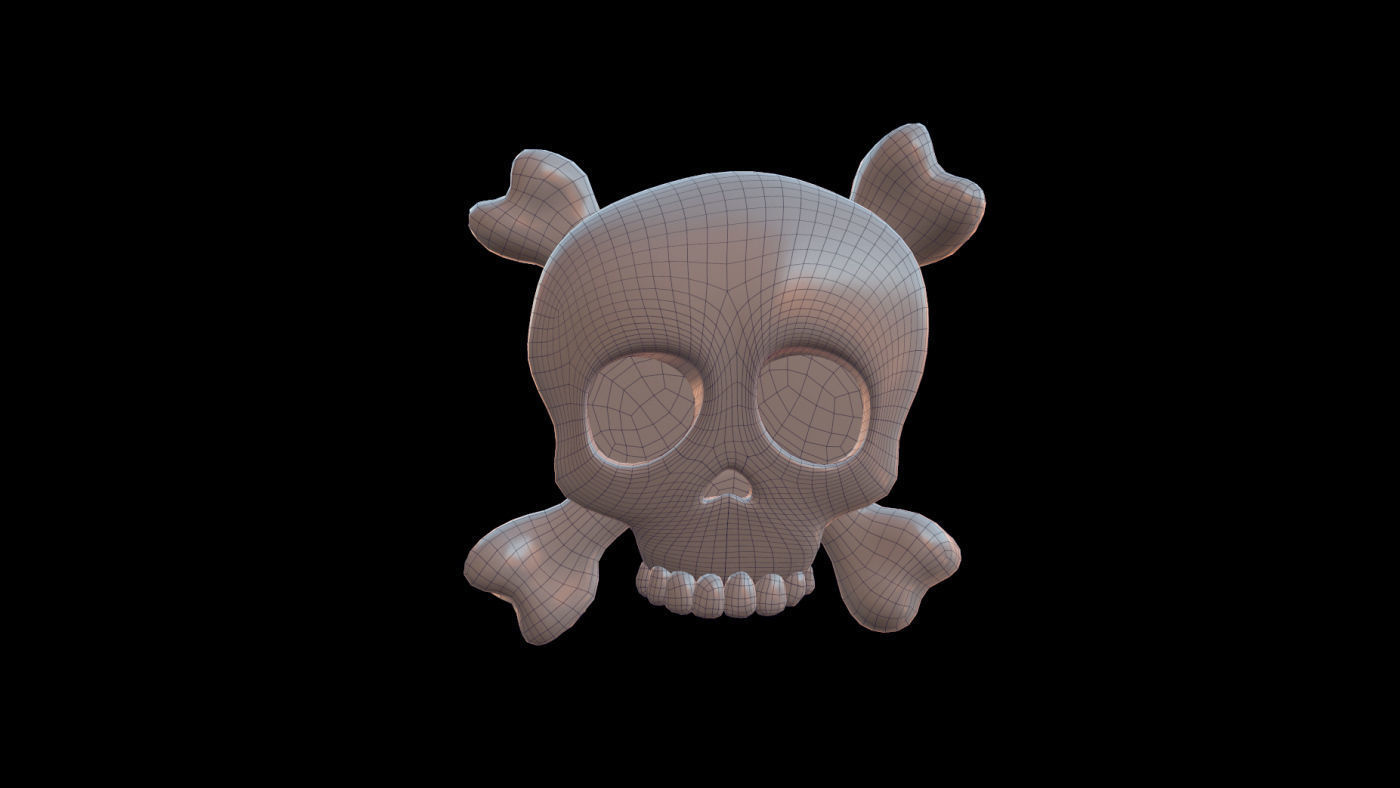 SKULL AND CROSSBONES icon Low-poly 3D model_4