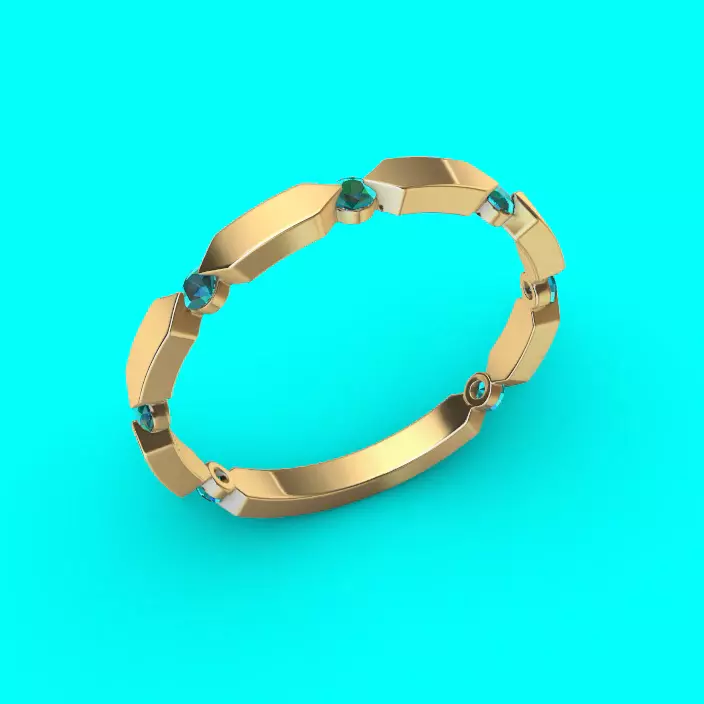 Geometric Bar Link Stone Eternity diamond Band 3D print model