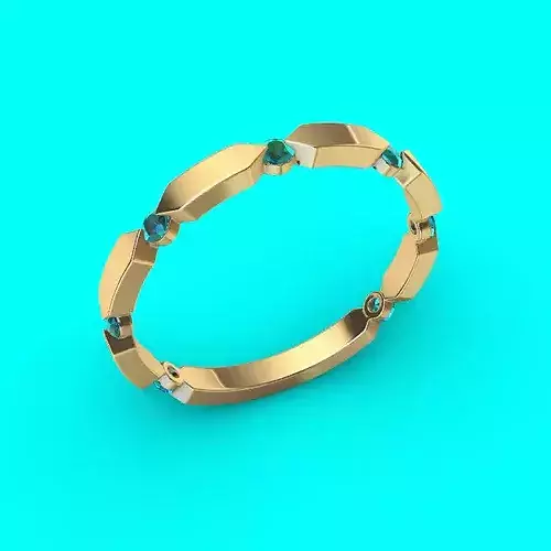 Geometric Bar Link Stone Eternity diamond Band