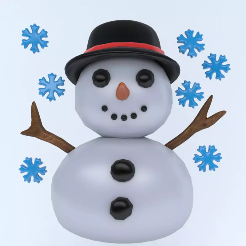 snowman icon Low-poly 3D model_0