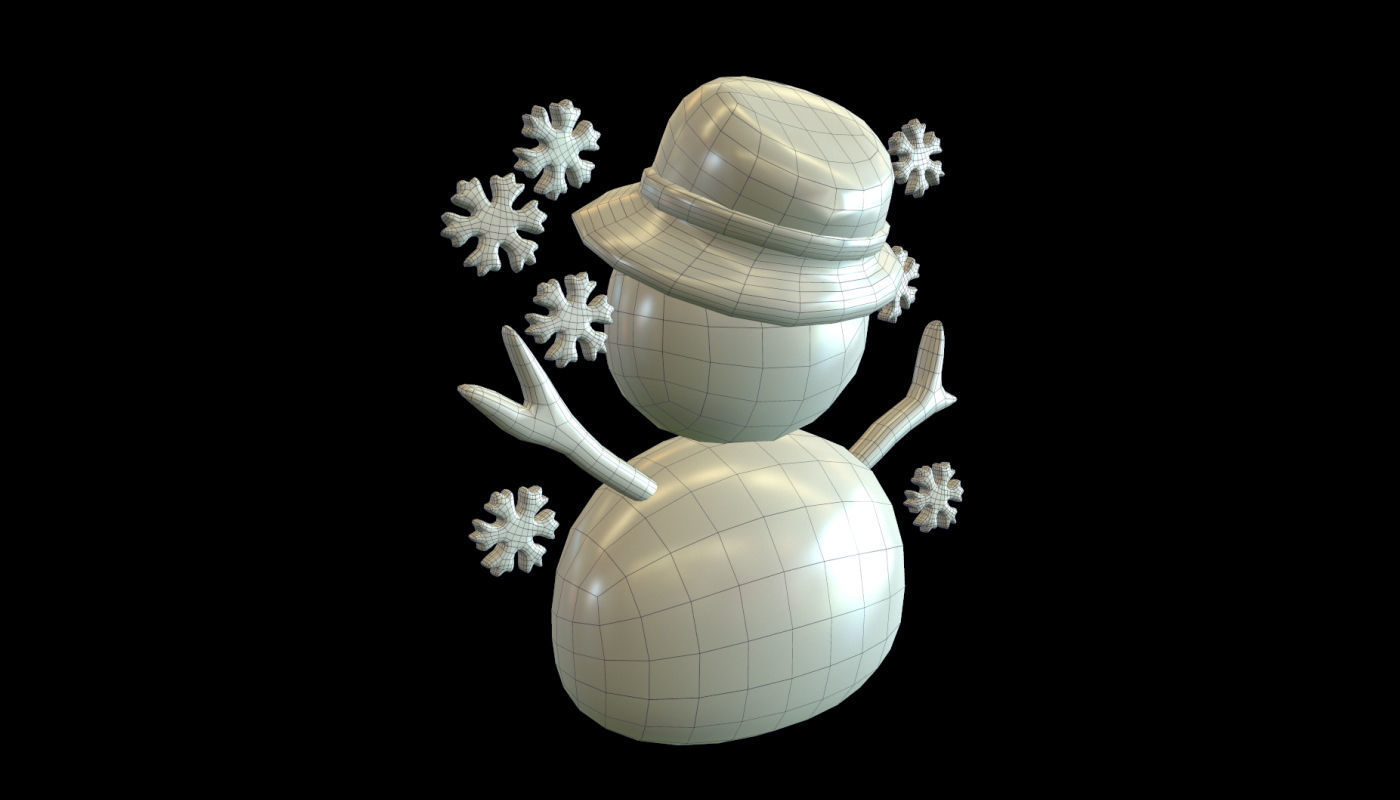 snowman icon Low-poly 3D model_4
