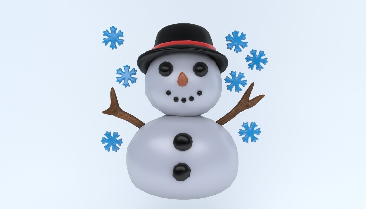 snowman icon Low-poly 3D model_1