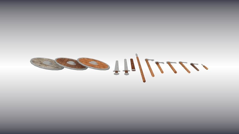 Viking weapon set Low-poly 3D model_5