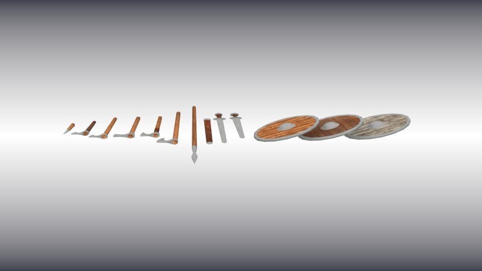 Viking weapon set Low-poly 3D model_6