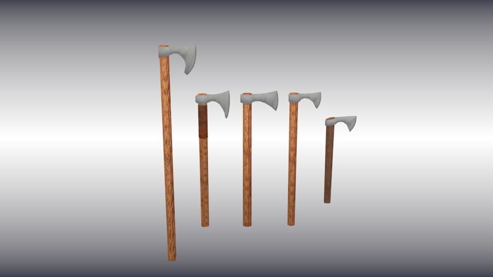 Viking weapon set Low-poly 3D model_10