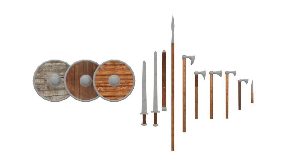 Viking weapon set Low-poly 3D model_12