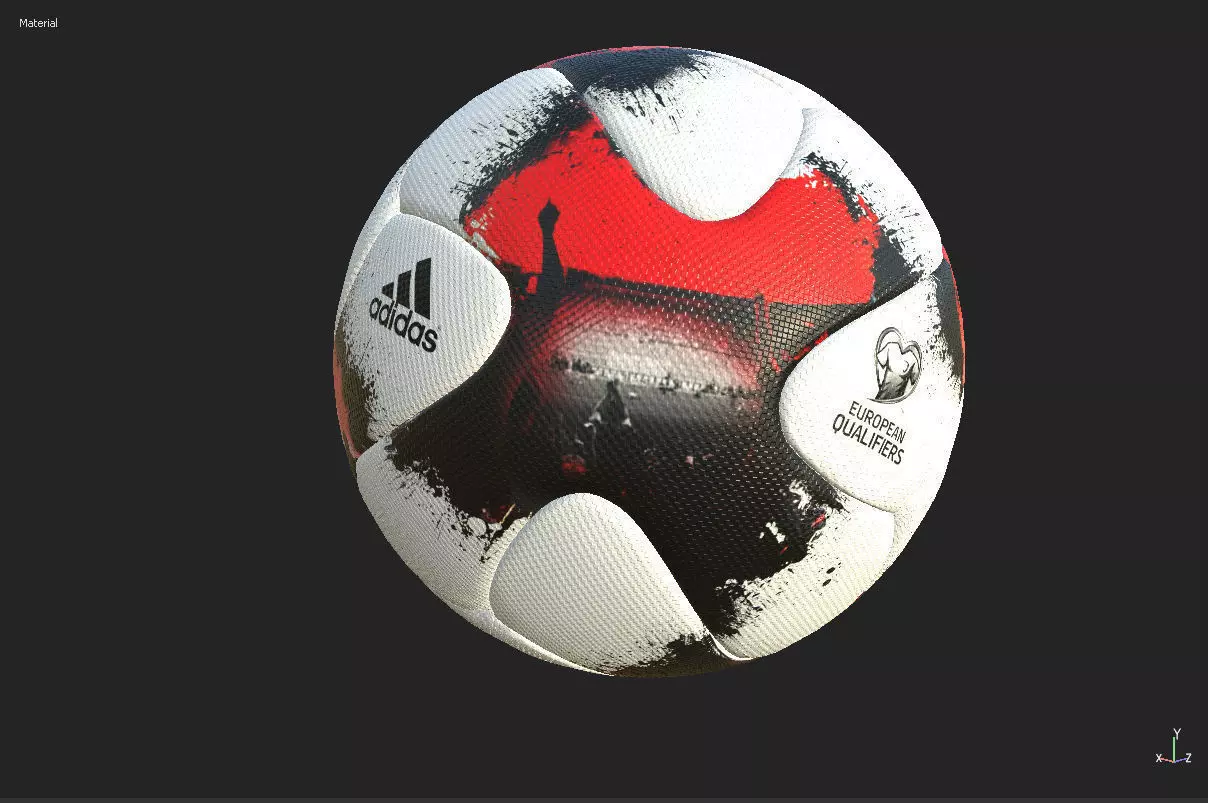 Euro qualifier 2018 official match ball PBR Low-poly 3D model
