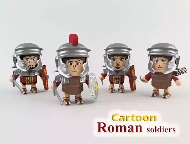Cartoon Roman soldiers Low-poly 3D model