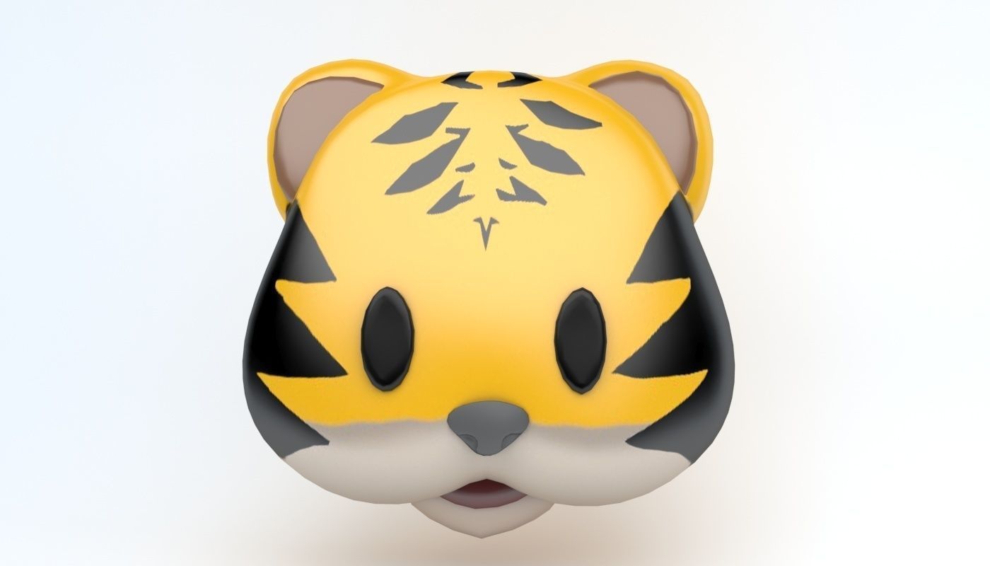 Tiger emoji icon Low-poly 3D model_1