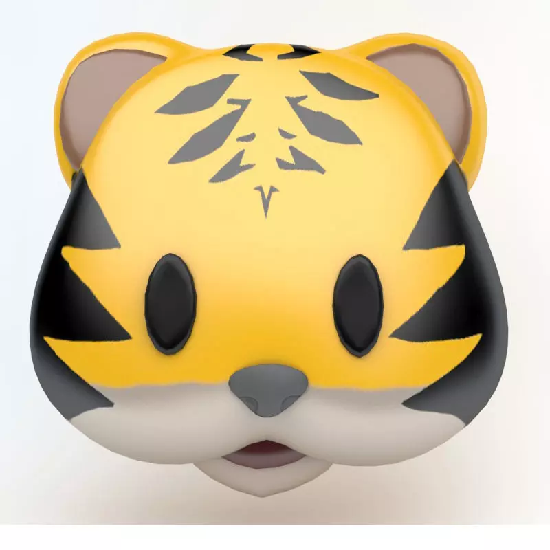 Tiger emoji icon Low-poly 3D model_0