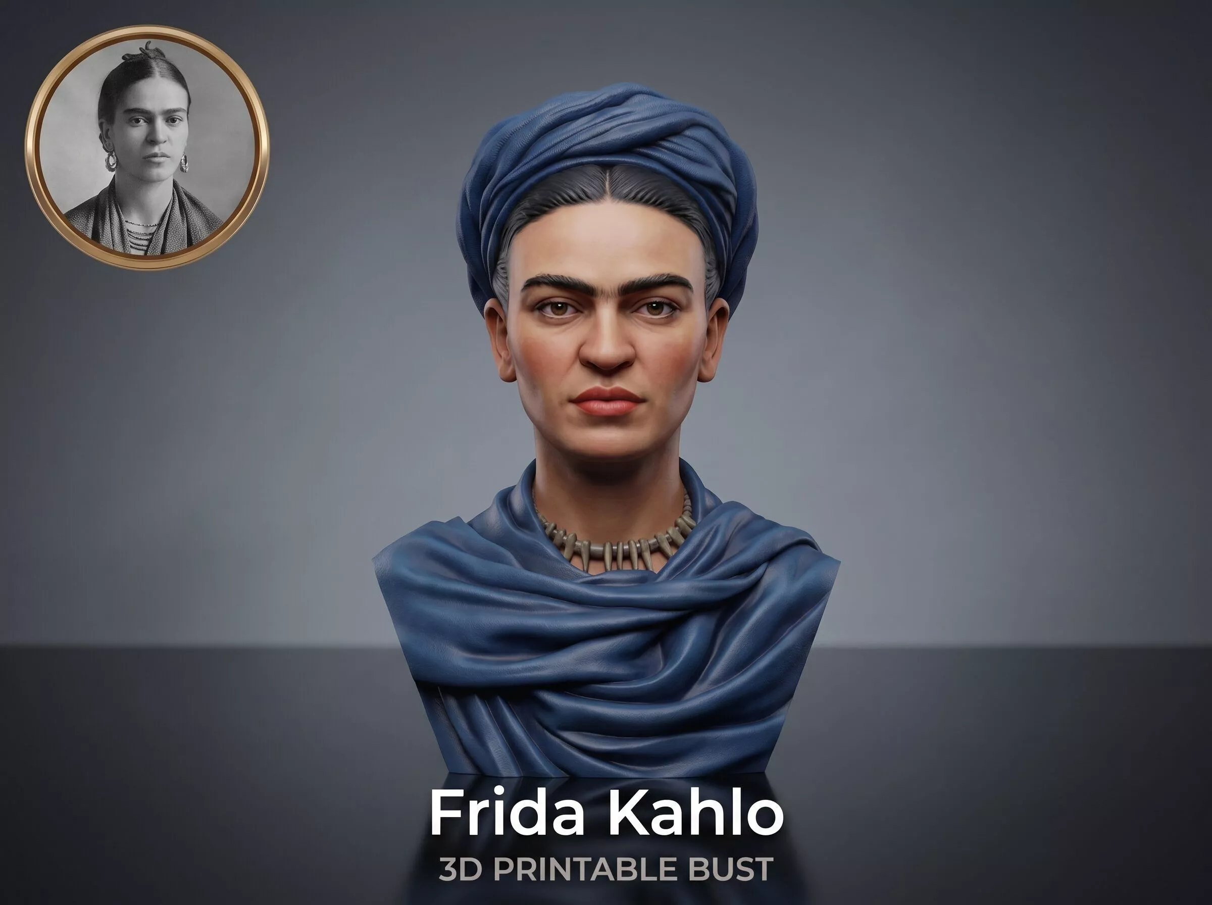 Frida Kahlo 3D Printable Bust 3D print model