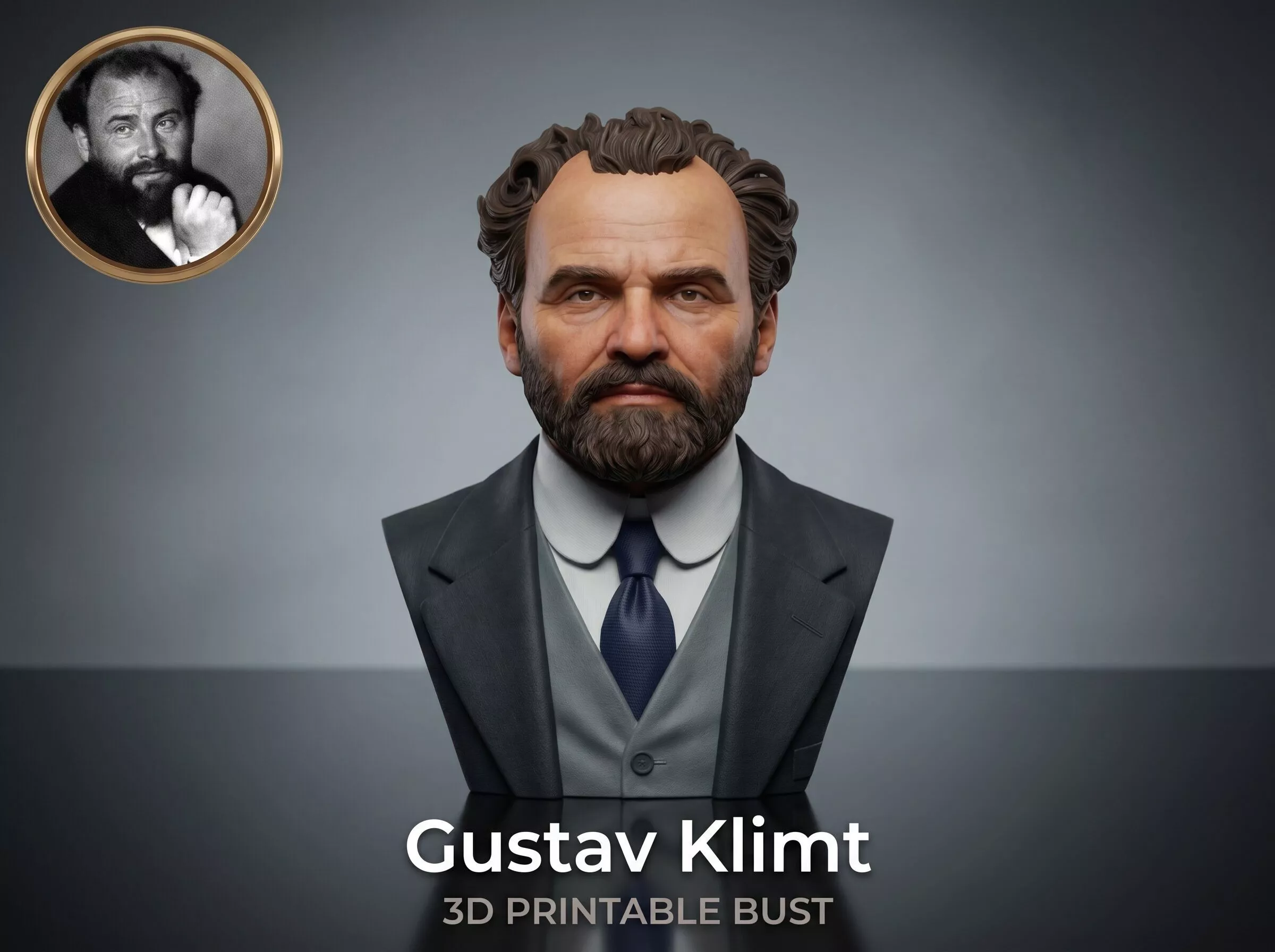Gustav Klimt 3D Printable Bust 3D print model