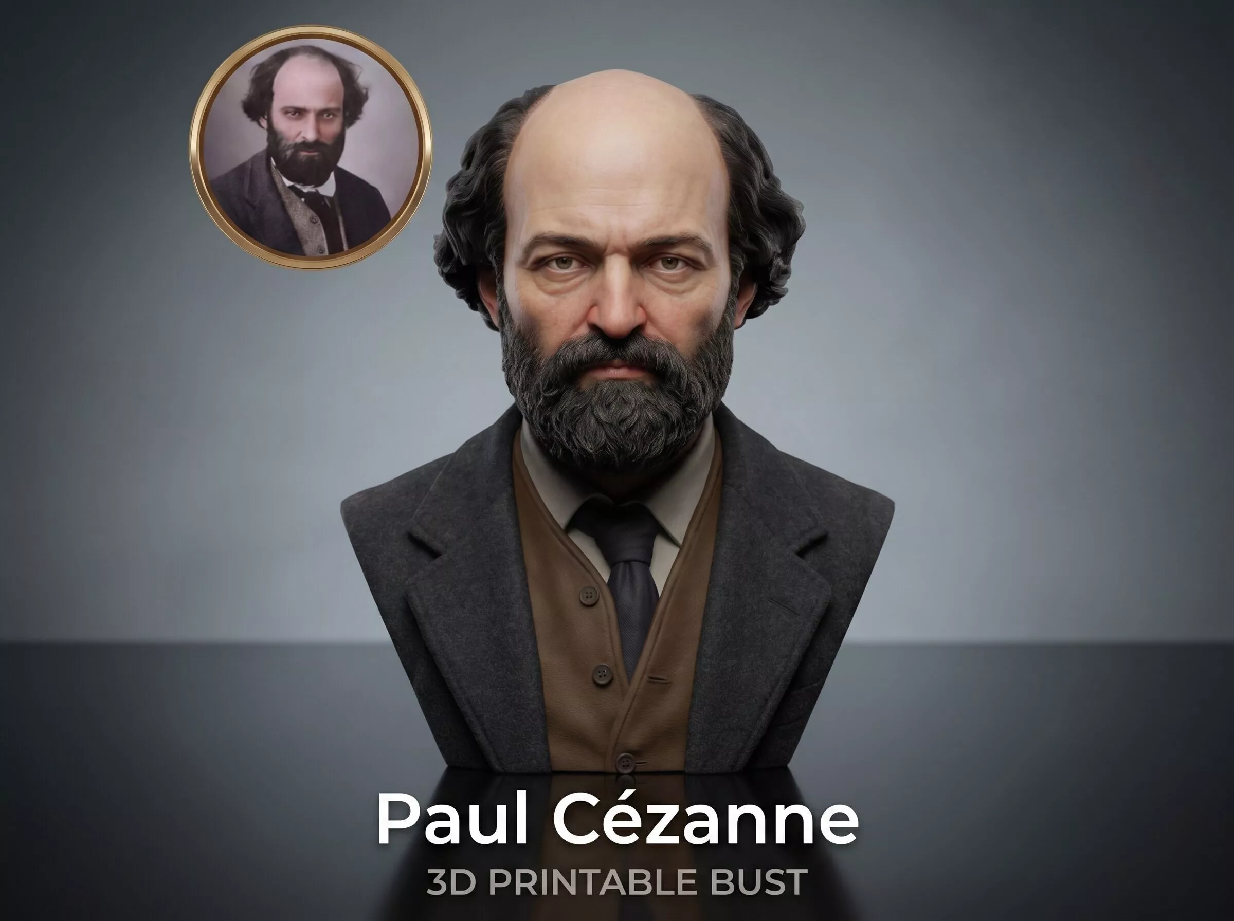 Paul Cezanne 3D Printable Bust 3D print model