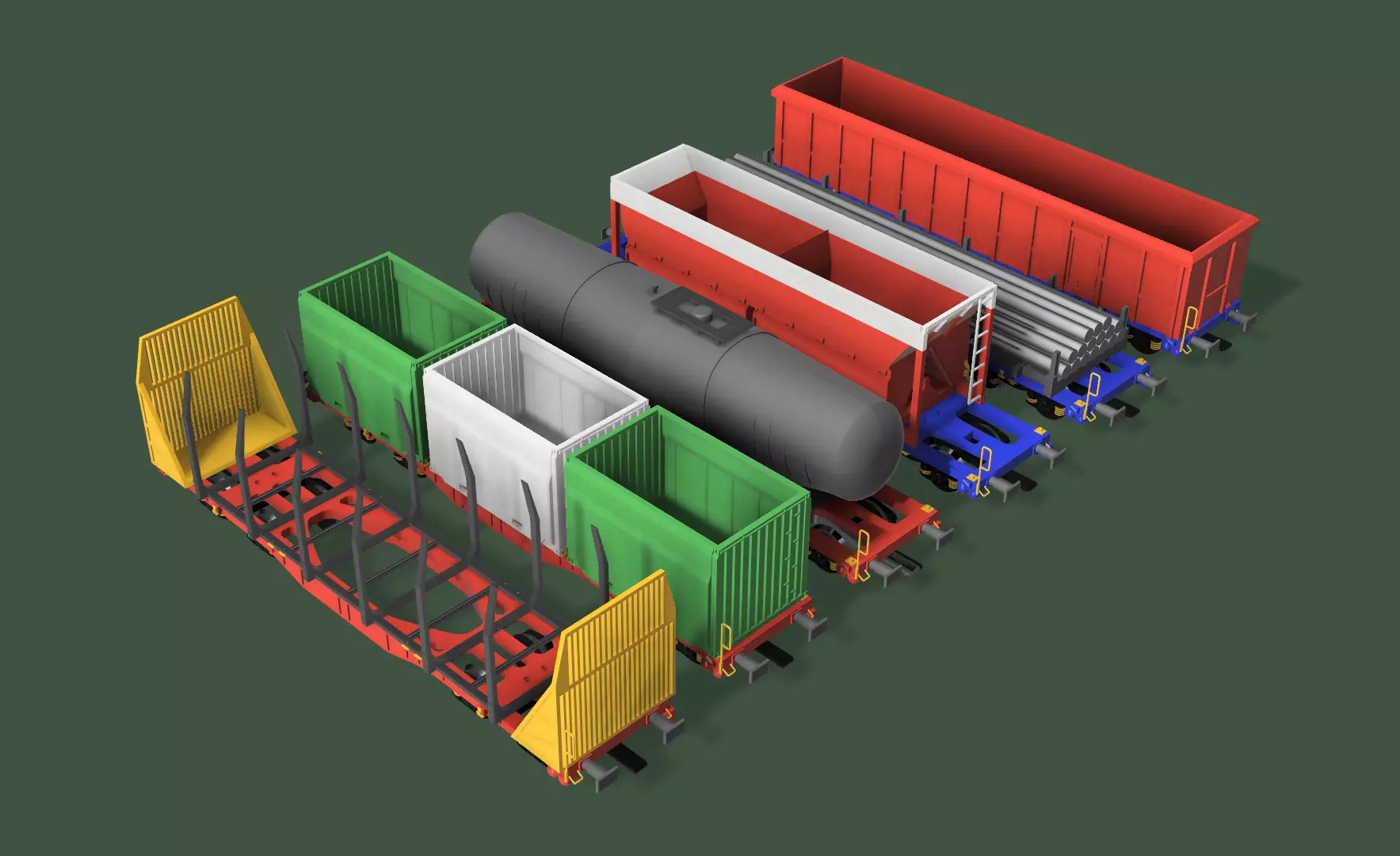 Innovativer Gueterwaggon mit verschiedenen Beladungen G-Scale 3D print model