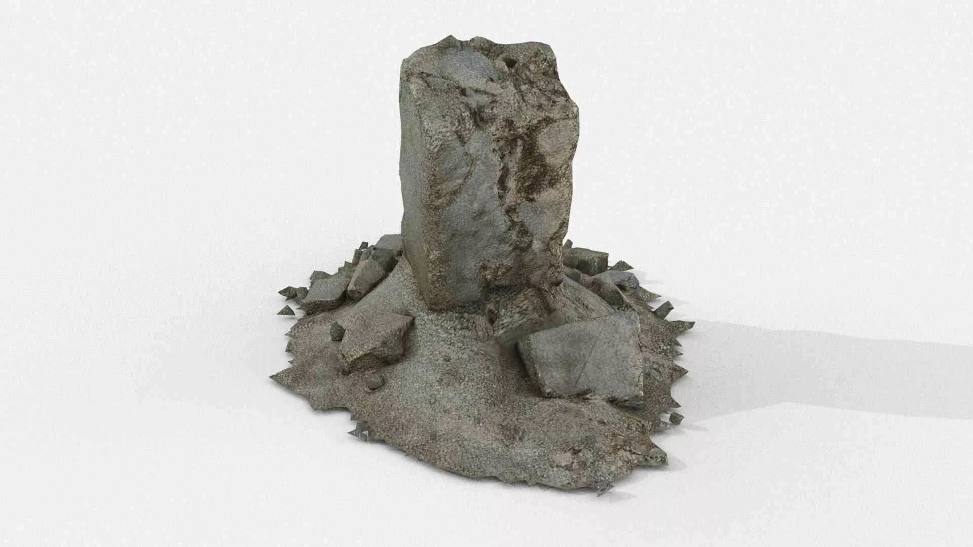 Fallen Classical Column Fragment Low-poly 3D model
