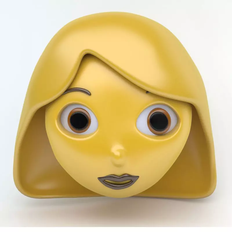 WOMAN emoji face Low-poly 3D model