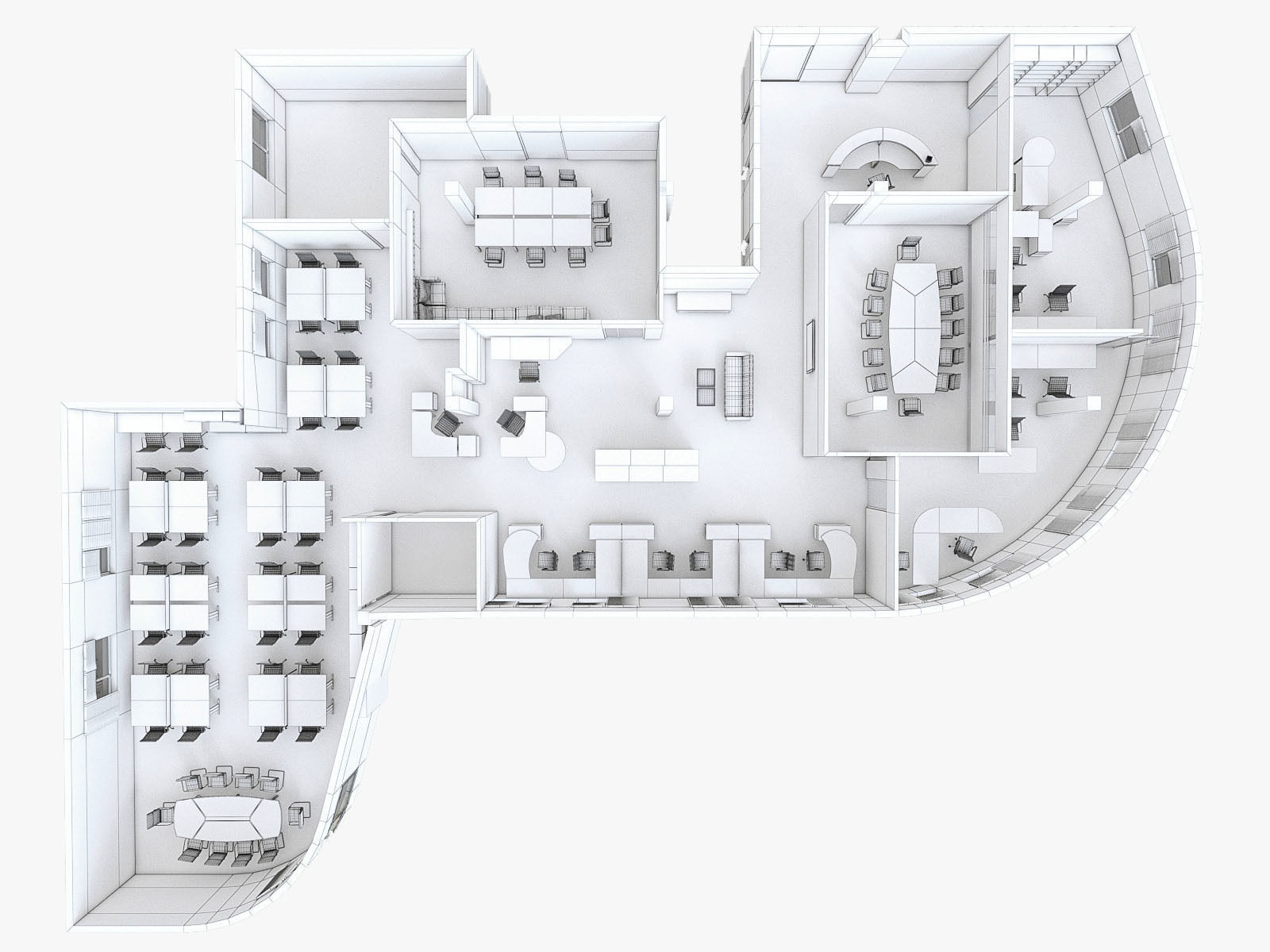 Office Interior Collection - 3 Pack Low-poly 3D model_21