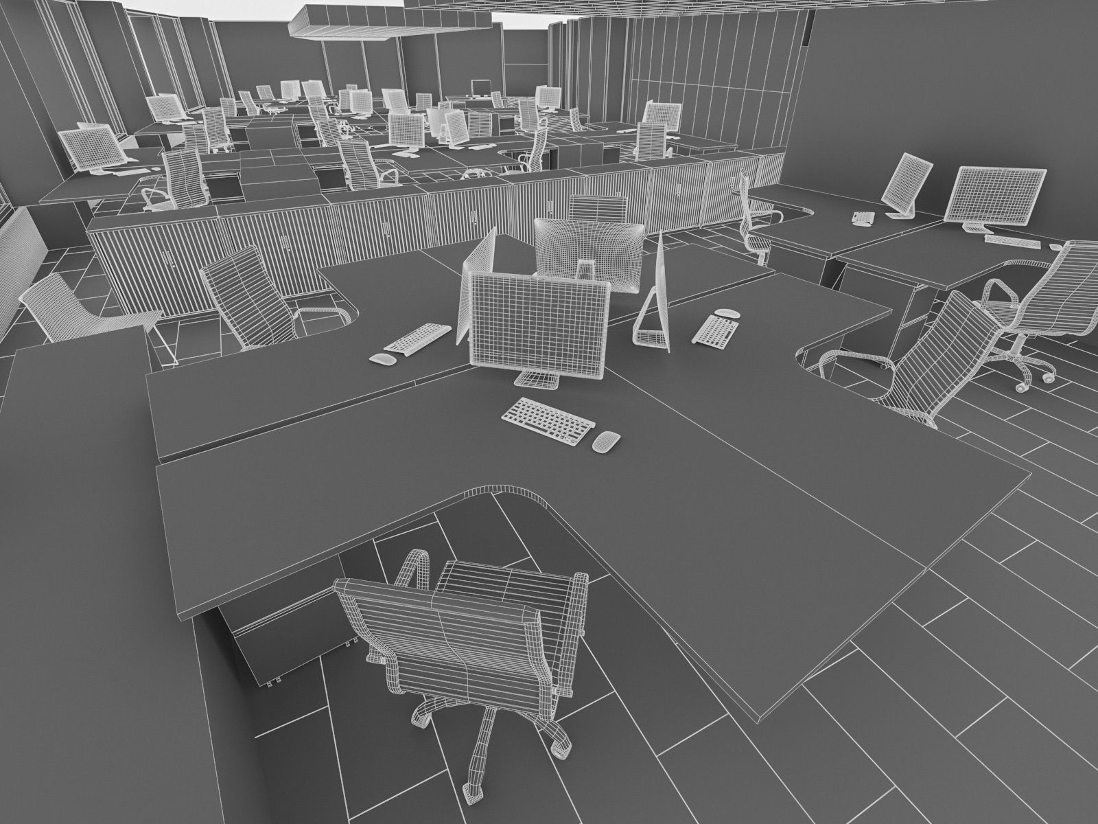 Office Interior Collection - 3 Pack Low-poly 3D model_9