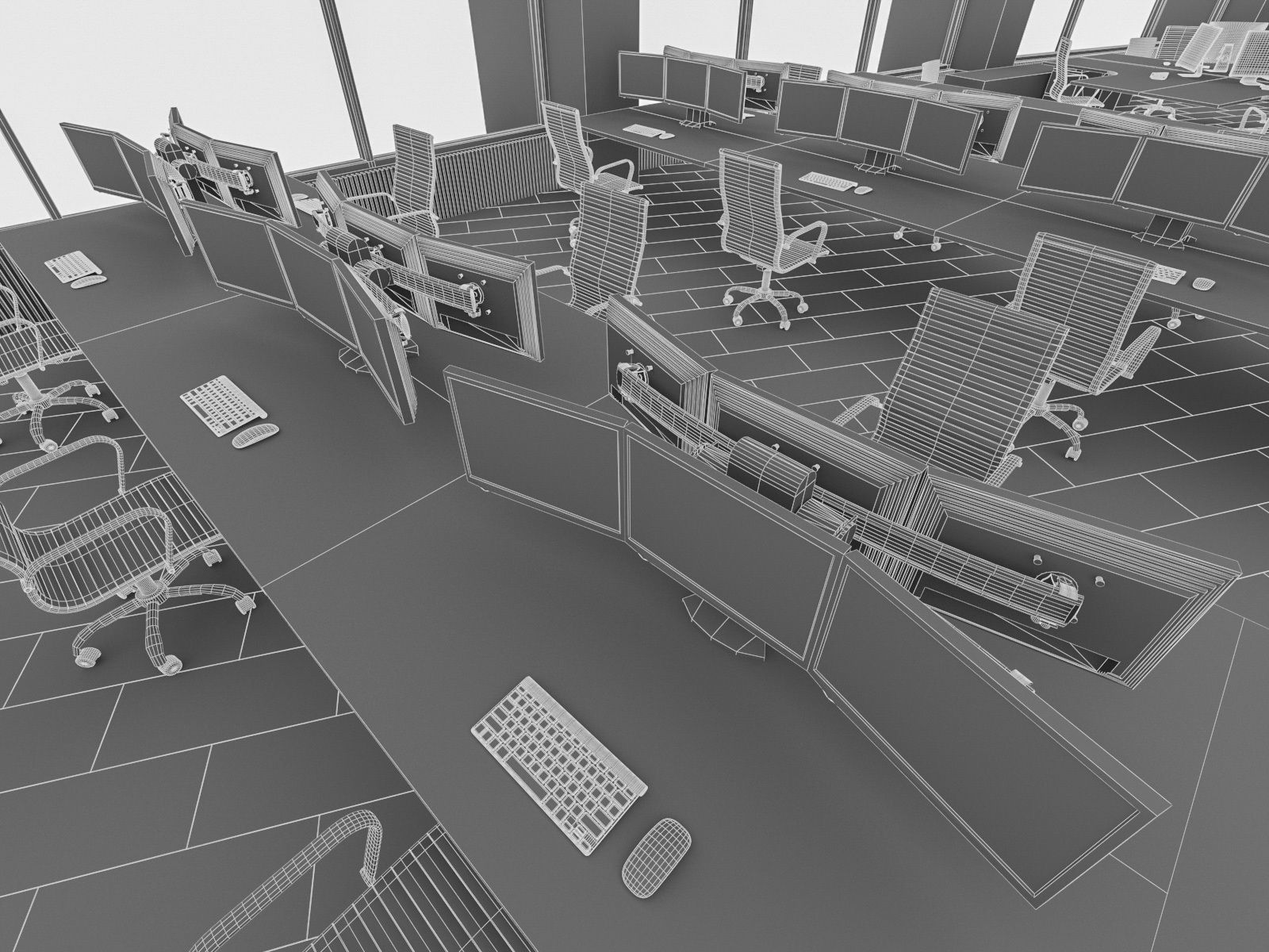 Office Interior Collection - 3 Pack Low-poly 3D model_8